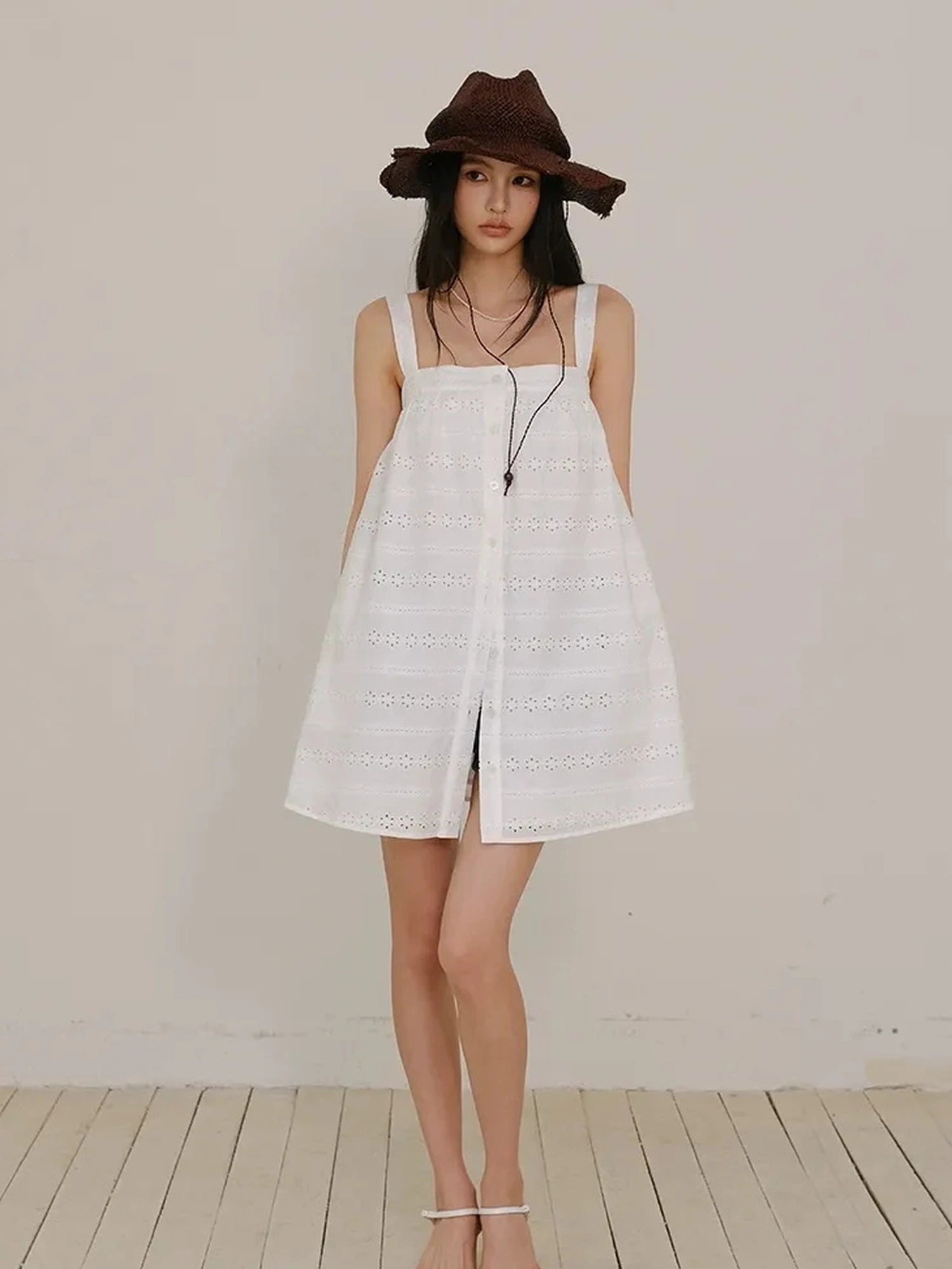 FU FRESH UP French Romantic Embroidered Sundress With Square Neck