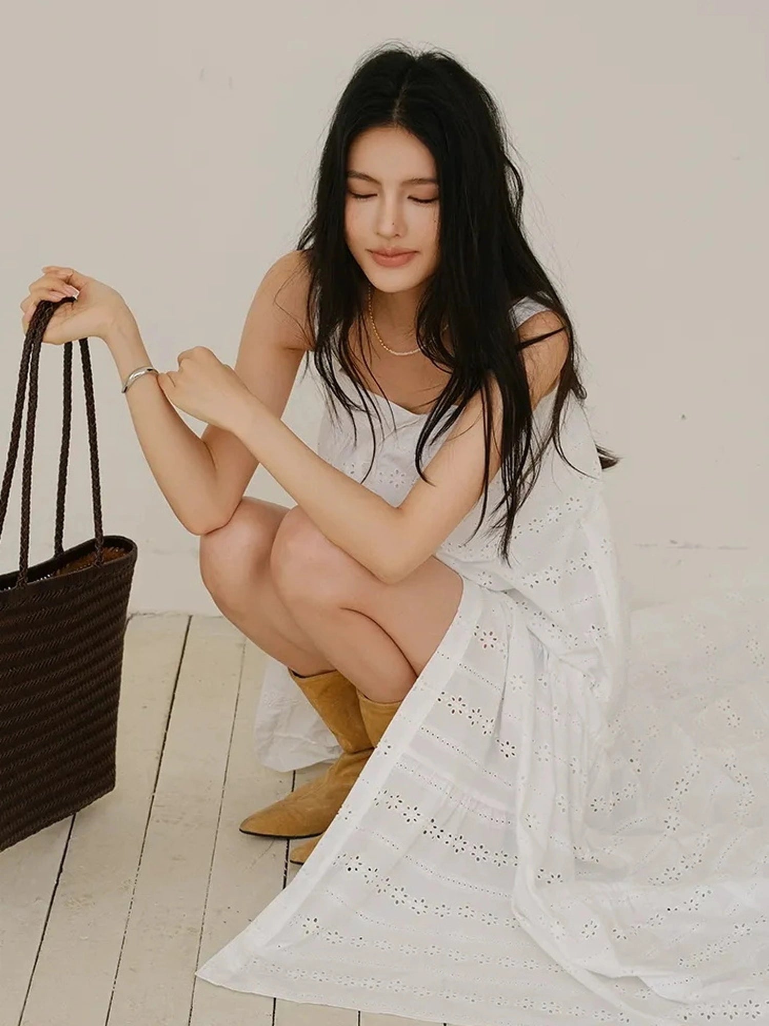 FU FRESH UP French Romantic Embroidered Sundress With Square Neck