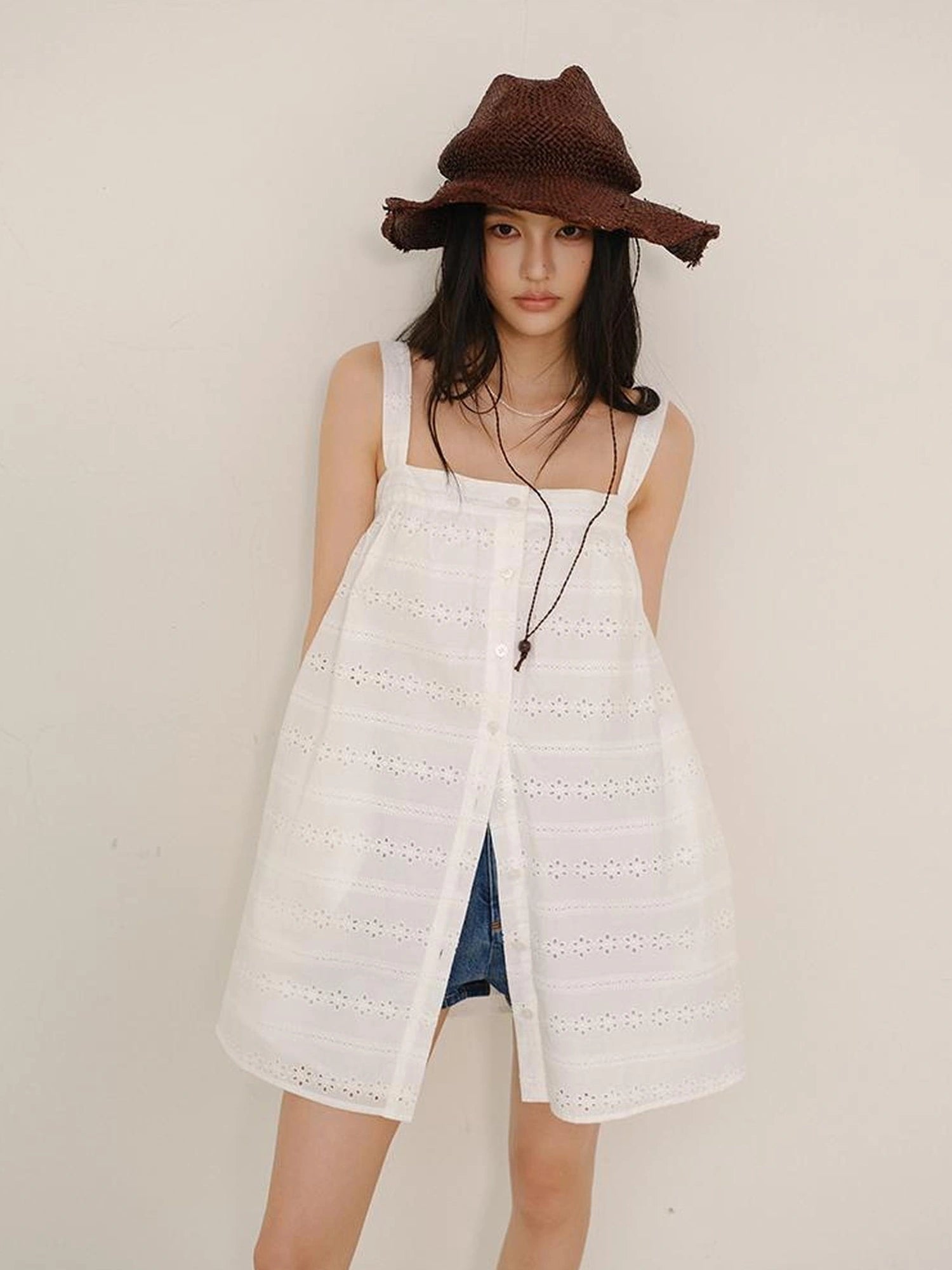 FU FRESH UP French Romantic Embroidered Sundress With Square Neck