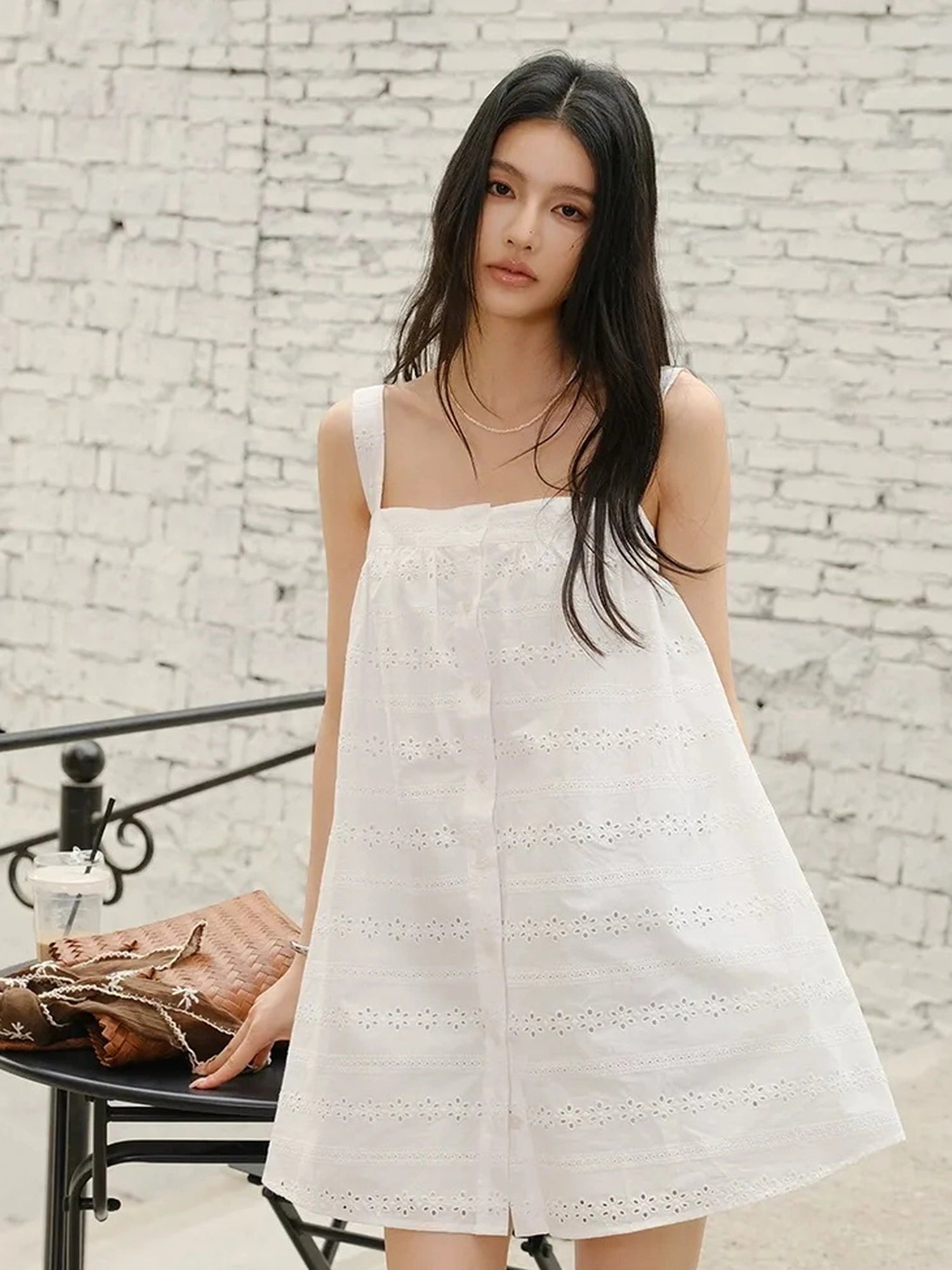 FU FRESH UP French Romantic Embroidered Sundress With Square Neck
