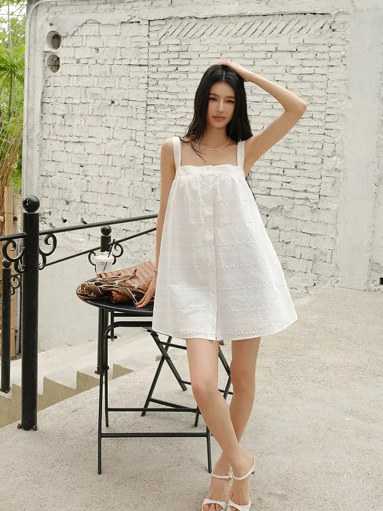 FU FRESH UP French Romantic Embroidered Sundress With Square Neck