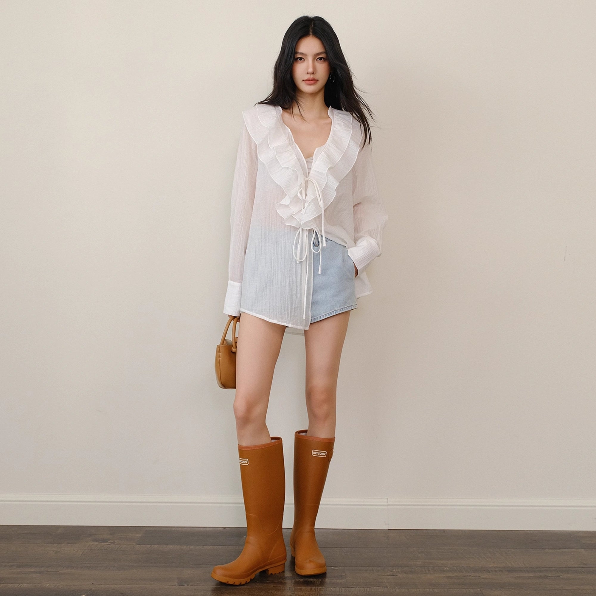 FU_FRESH_UP_French_Romantic_Ruffle_V-neck_Blouse_MISSTT