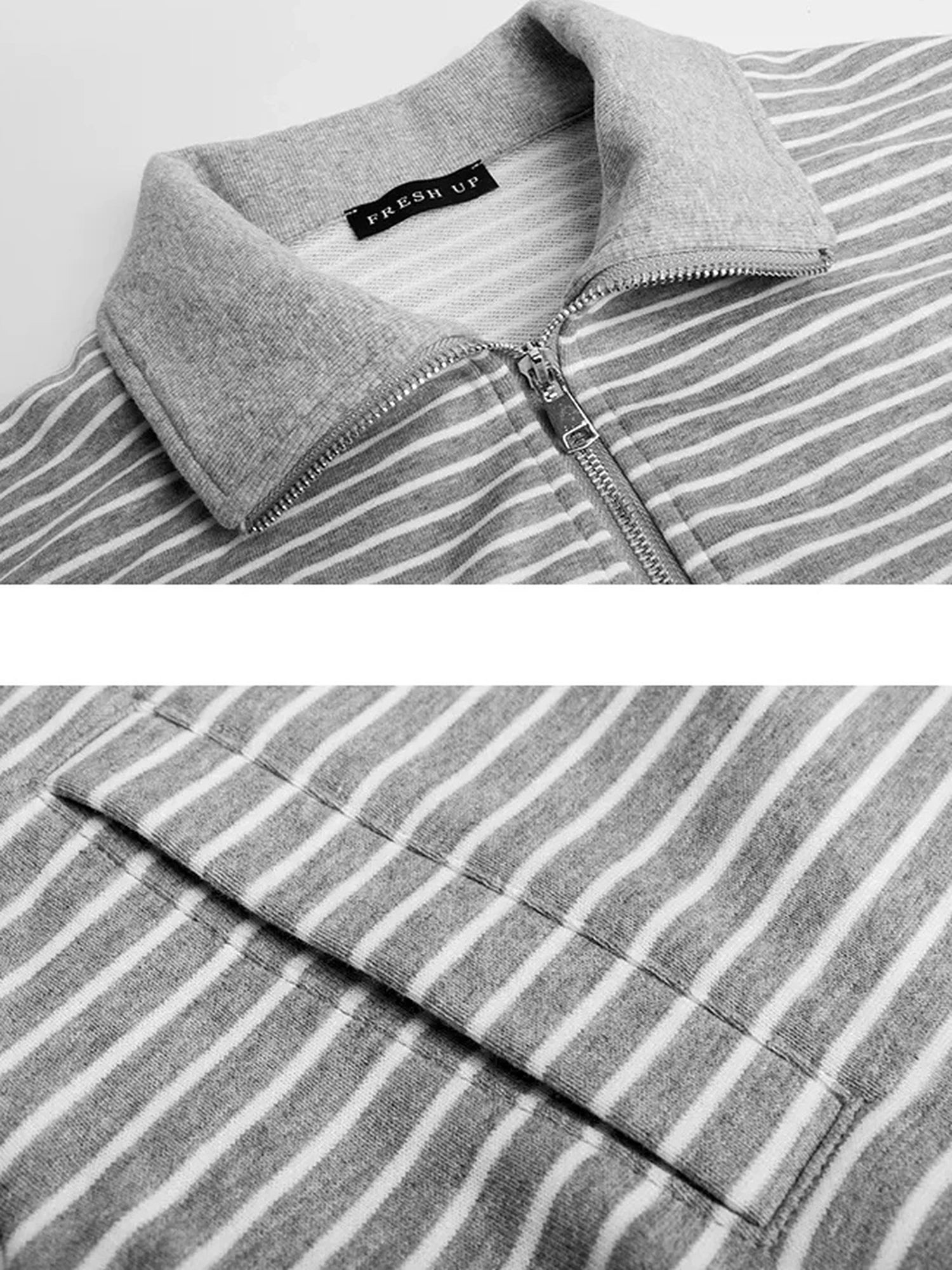 FU FRESH UP French Stripe Zip Up Set With A Line Skirt
