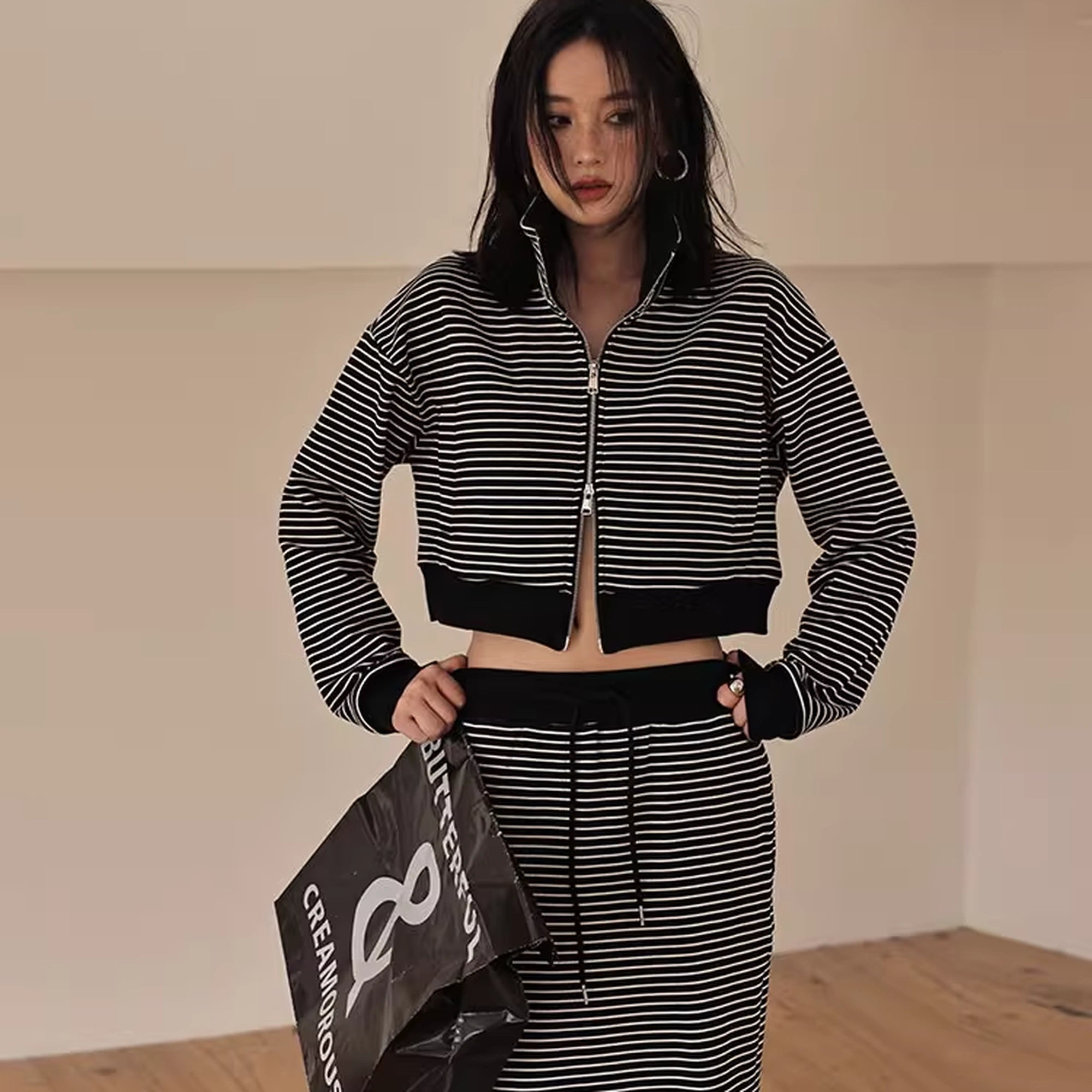 FU_FRESH_UP_French_Stripe_Zip_Up_Set_With_A_Line_Skirt_MISSTT