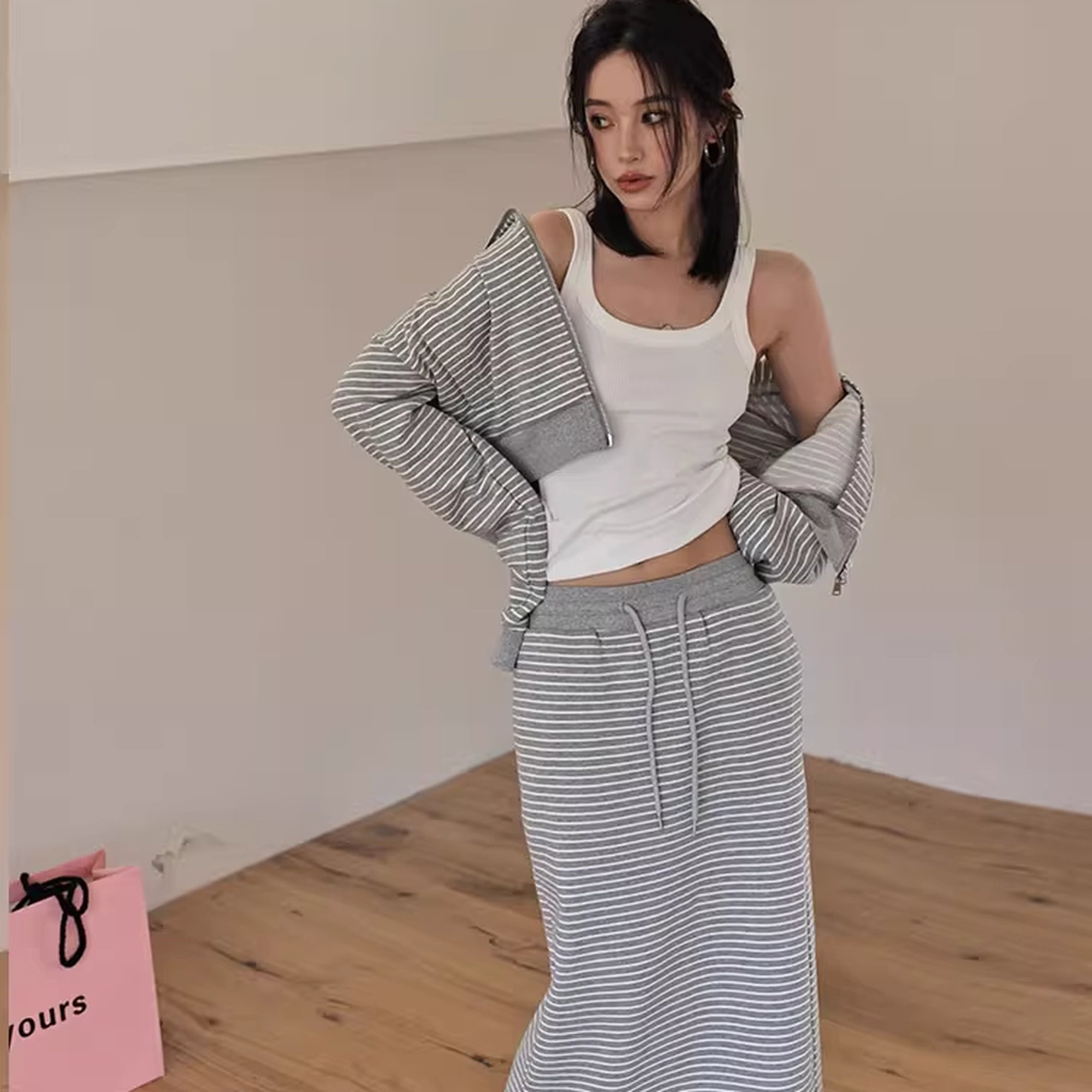 FU_FRESH_UP_French_Stripe_Zip_Up_Set_With_A_Line_Skirt_MISSTT