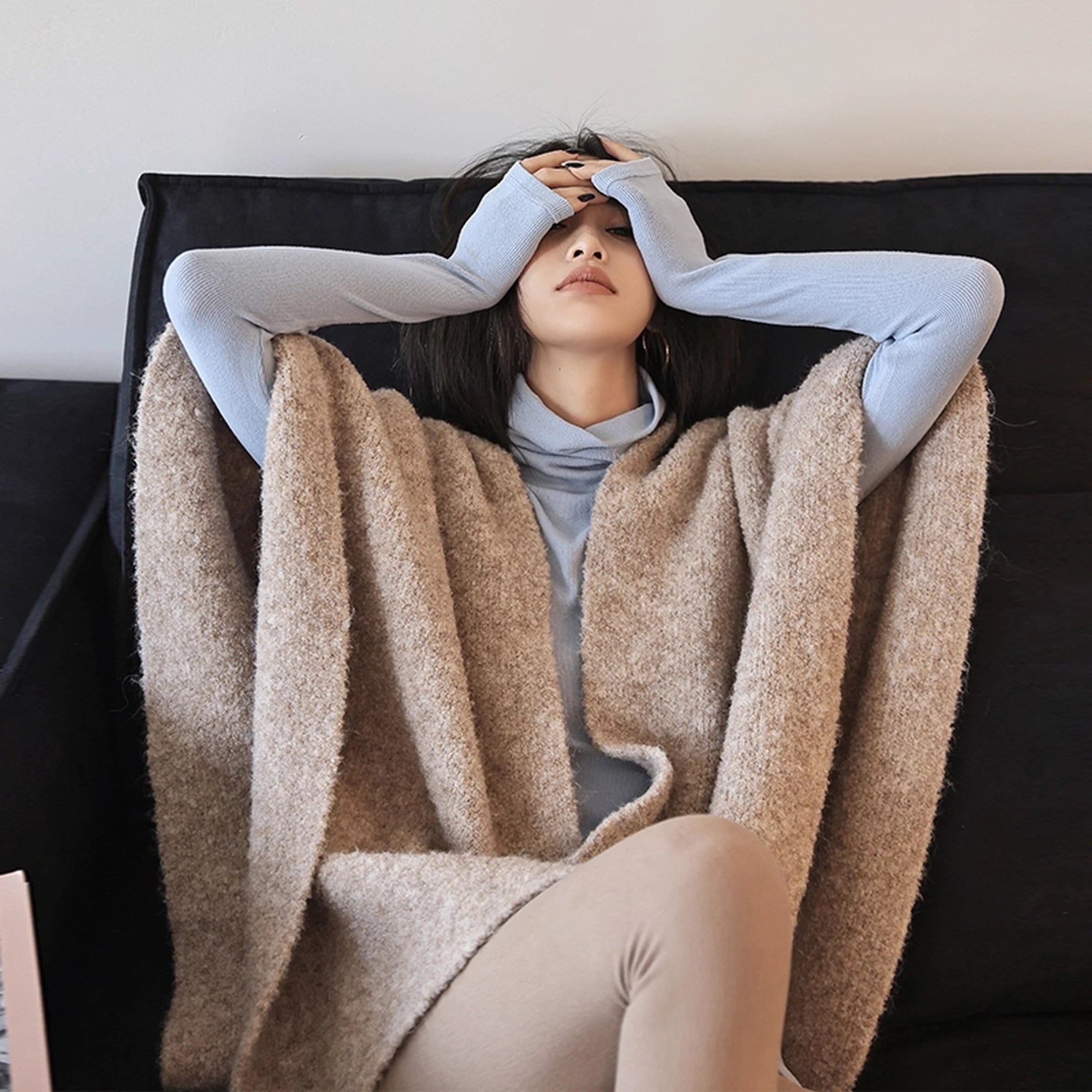 FU_FRESH_UP_French_Style_Loop_Yarn_Cape_Scarf_Shawl_V-neck_T-shirt_Long_Sleeve_MISSTT