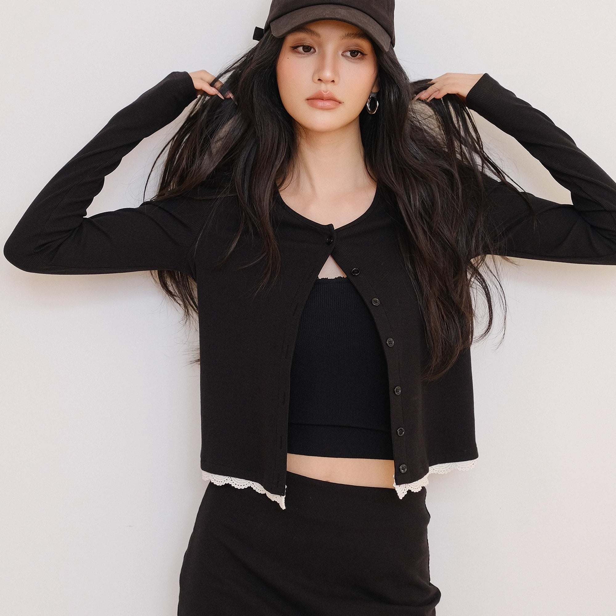 FU_FRESH_UP_French_Trim_Knit_Set_V-neck_T-shirt_Long_Sleeve_MISSTT