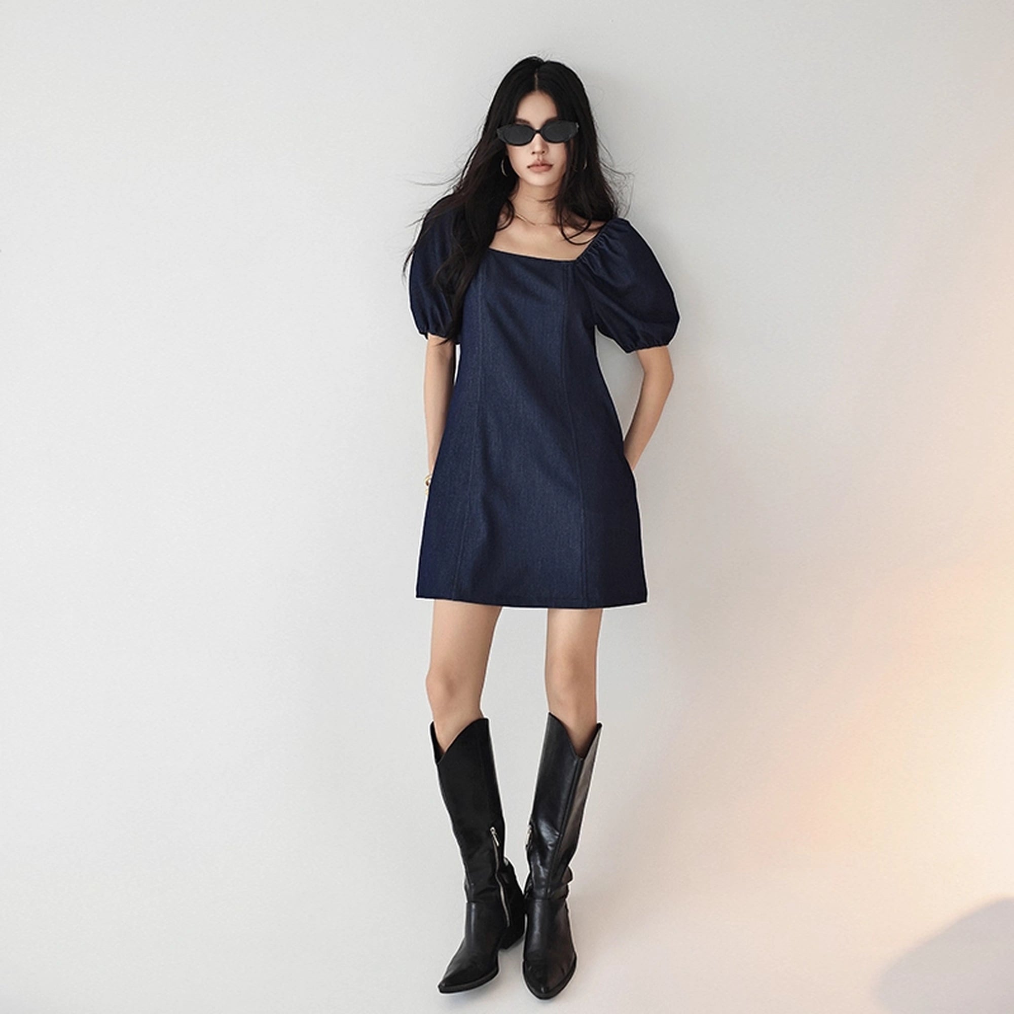 FU_FRESH_UP_French_Vintage_Square_Neckline_Puff_Sleeve_Denim_Dress_MISSTT
