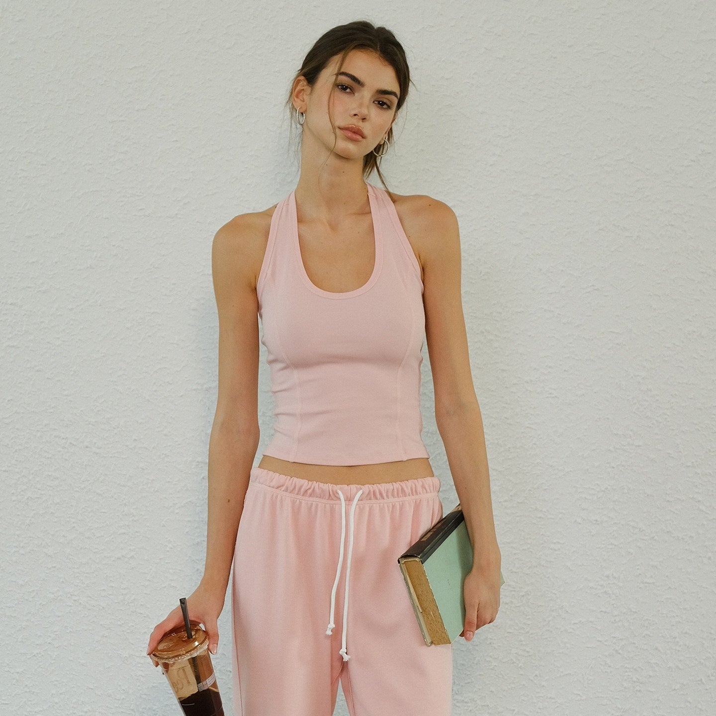 FU_FRESH_UP_Halter_Knit_Cropped_High_Waist_Flare_Women&