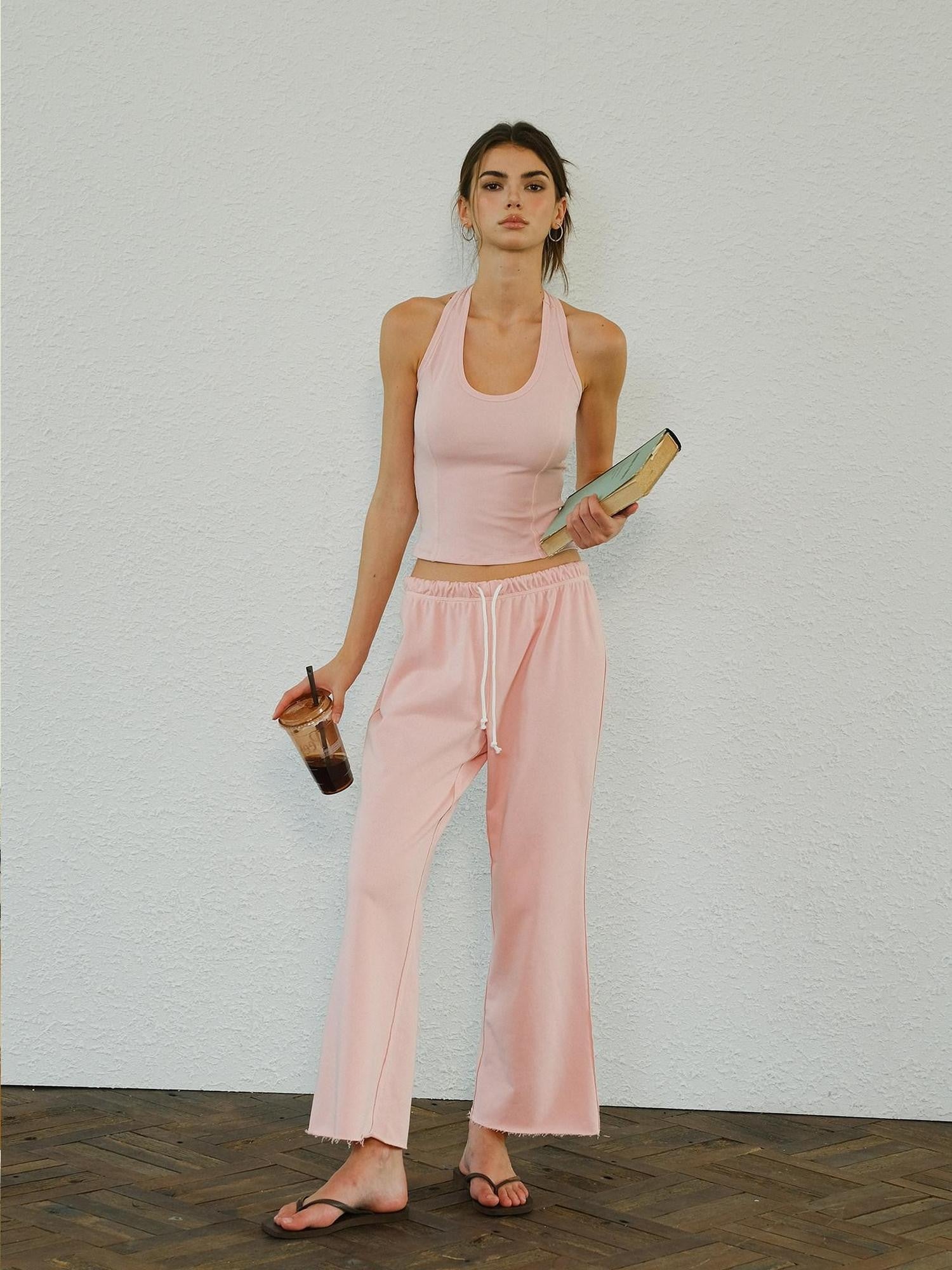 FU FRESH UP Halter Knit Cropped High Waist Flare Women&
