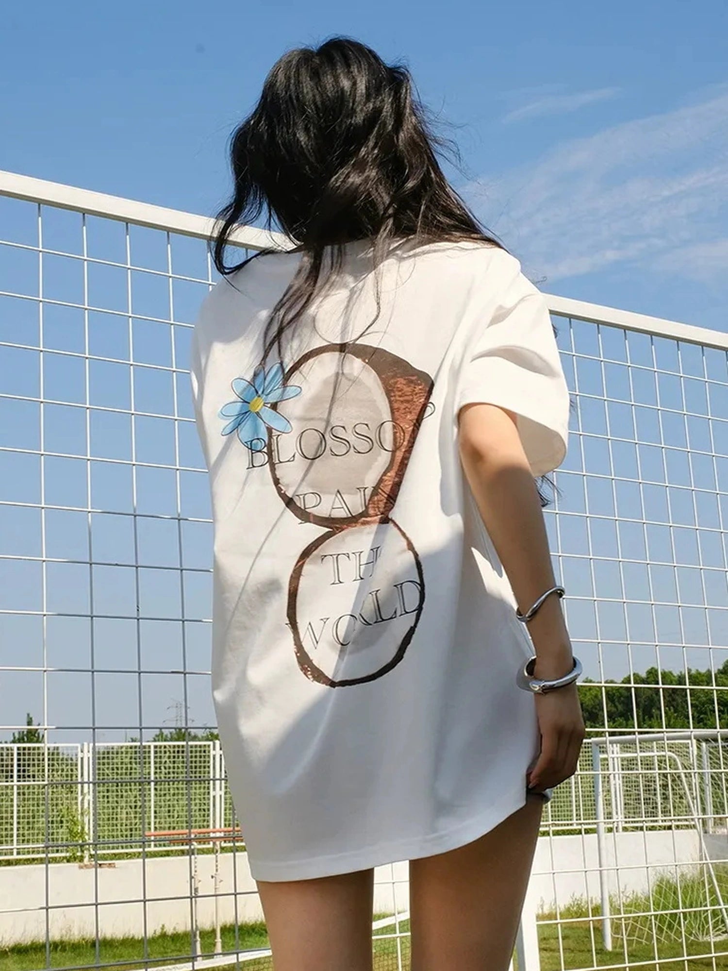 FU FRESH UP Hand Drawn Coconut Print Relaxed Fit T-shirt