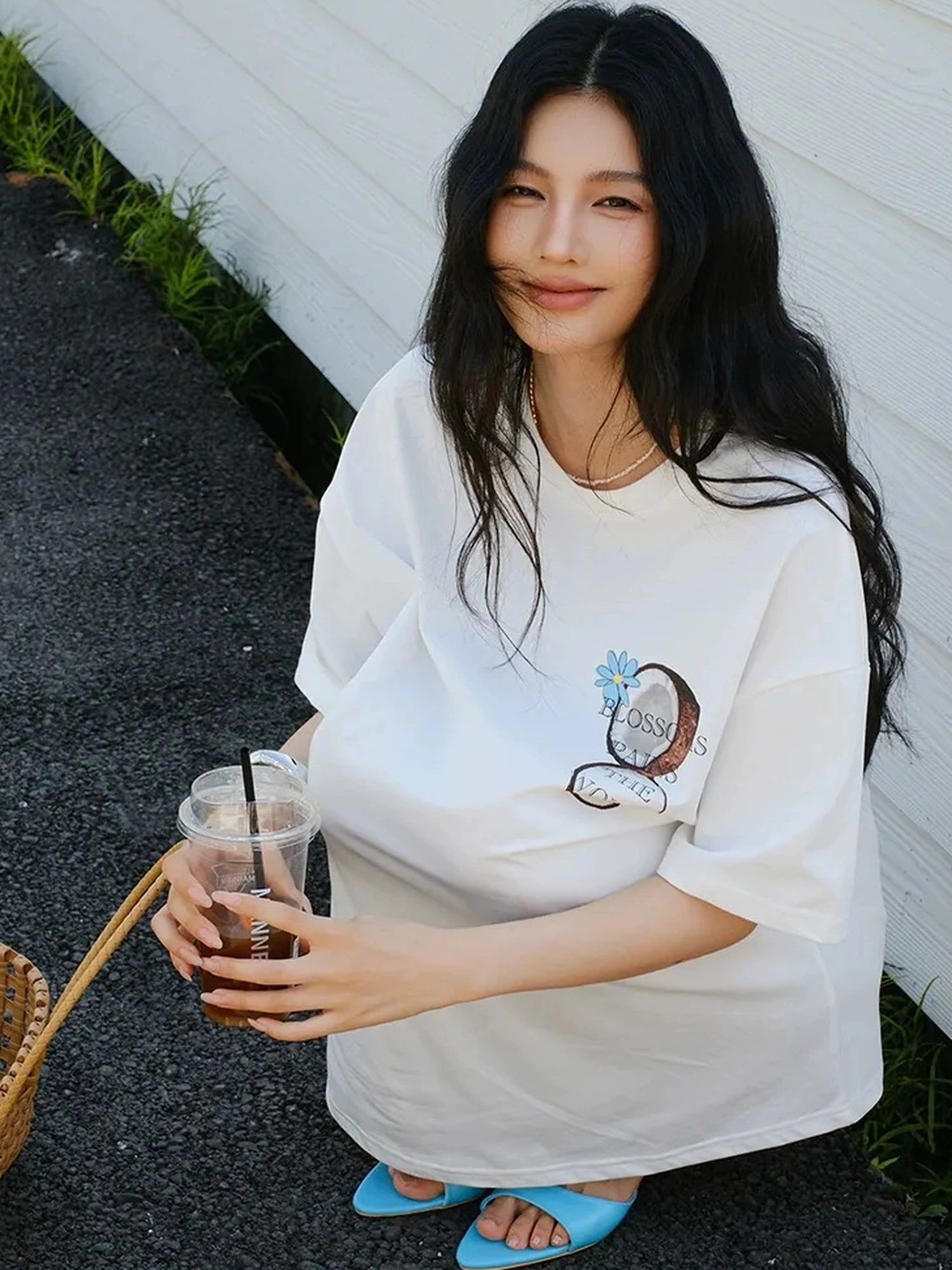 FU FRESH UP Hand Drawn Coconut Print Relaxed Fit T-shirt
