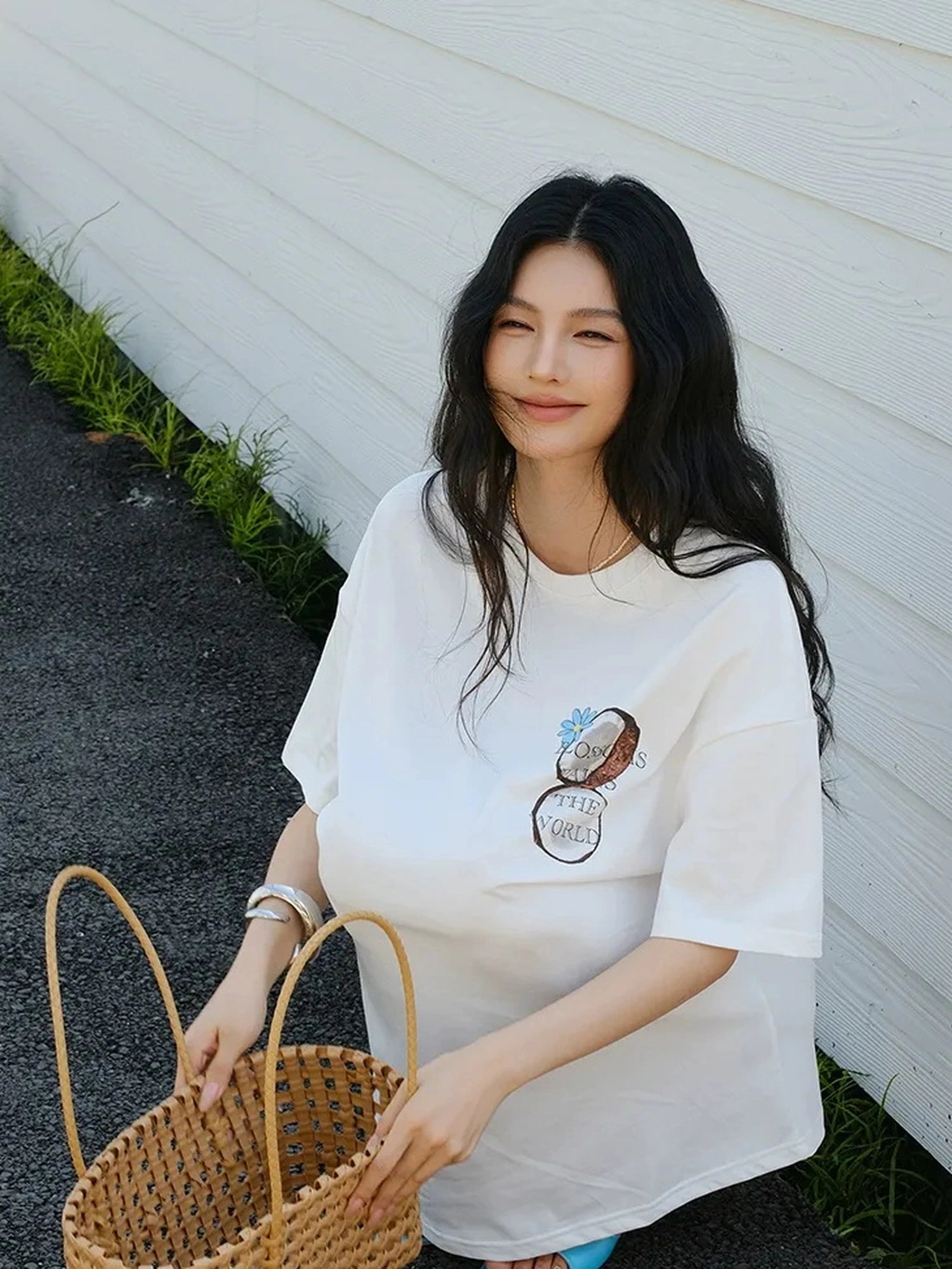 FU FRESH UP Hand Drawn Coconut Print Relaxed Fit T-shirt