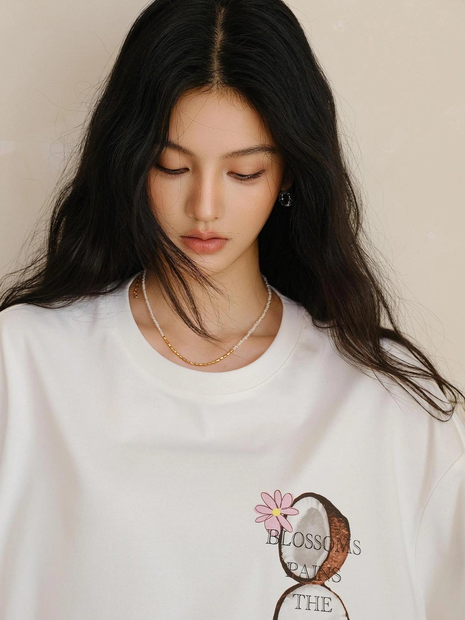 FU FRESH UP Hand Drawn Coconut Print Relaxed Fit T-shirt