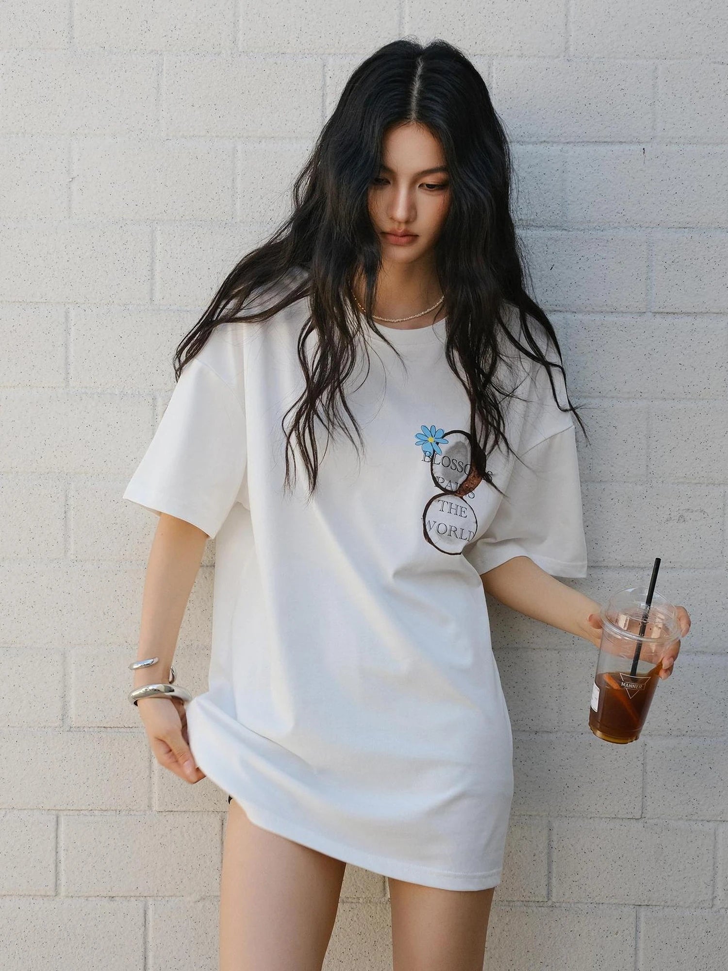 FU FRESH UP Hand Drawn Coconut Print Relaxed Fit T-shirt