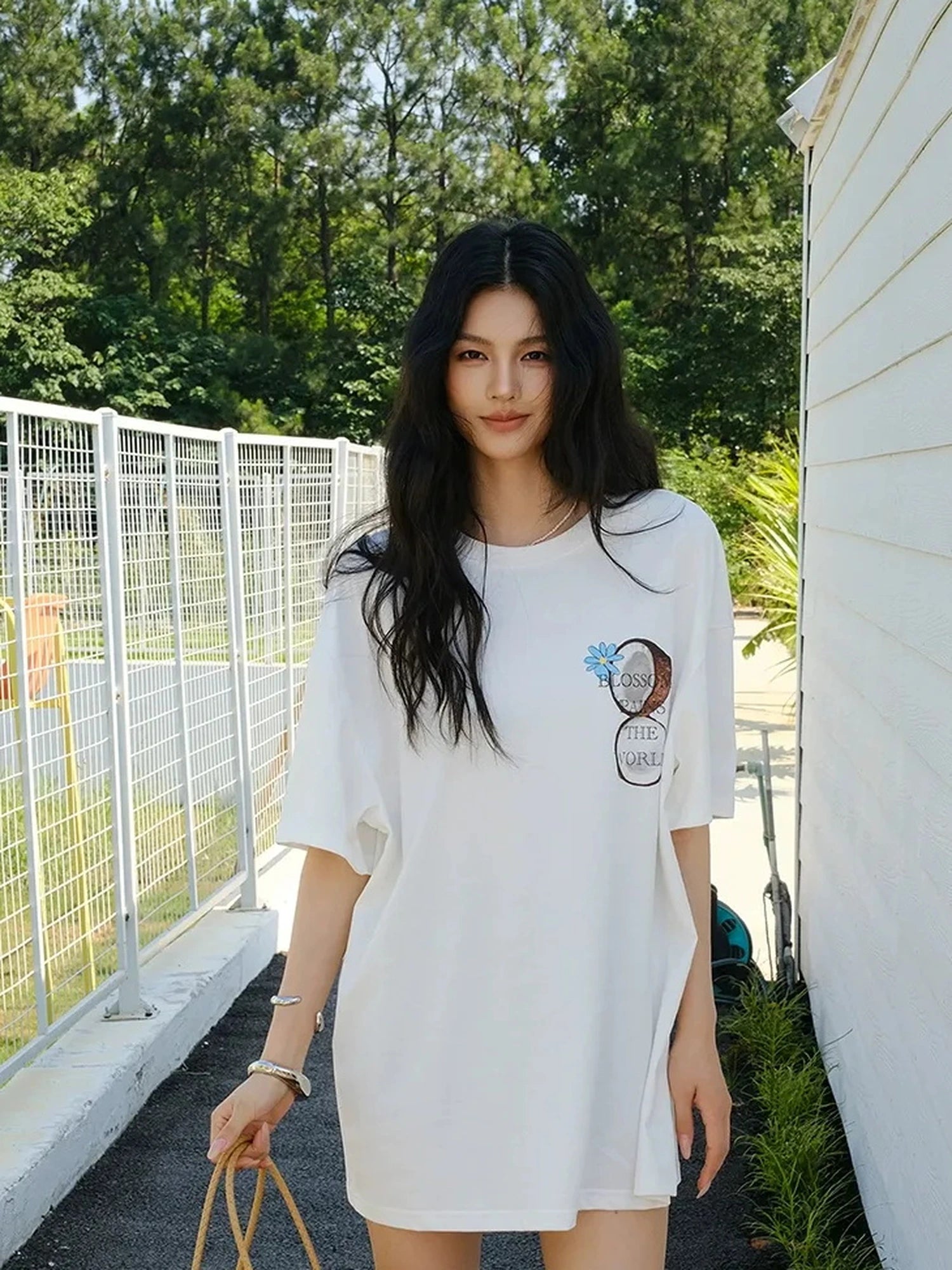 FU FRESH UP Hand Drawn Coconut Print Relaxed Fit T-shirt