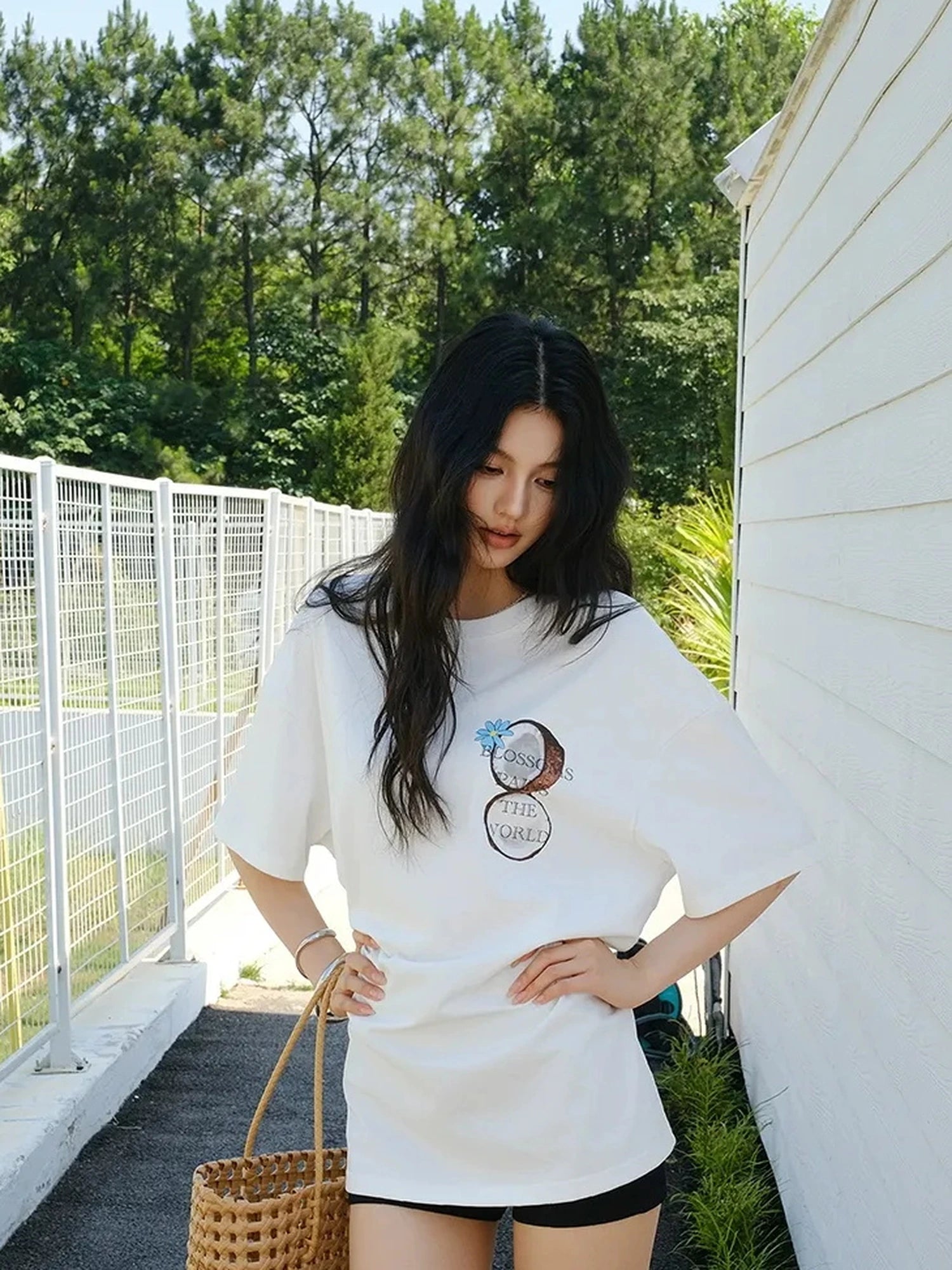 FU FRESH UP Hand Drawn Coconut Print Relaxed Fit T-shirt