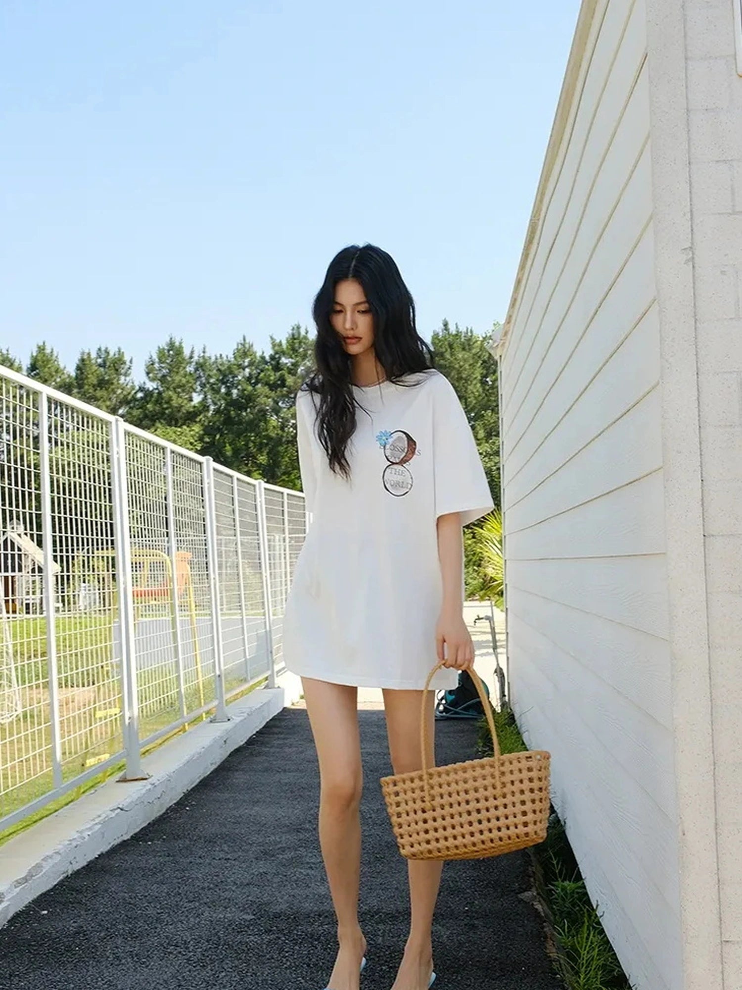 FU FRESH UP Hand Drawn Coconut Print Relaxed Fit T-shirt