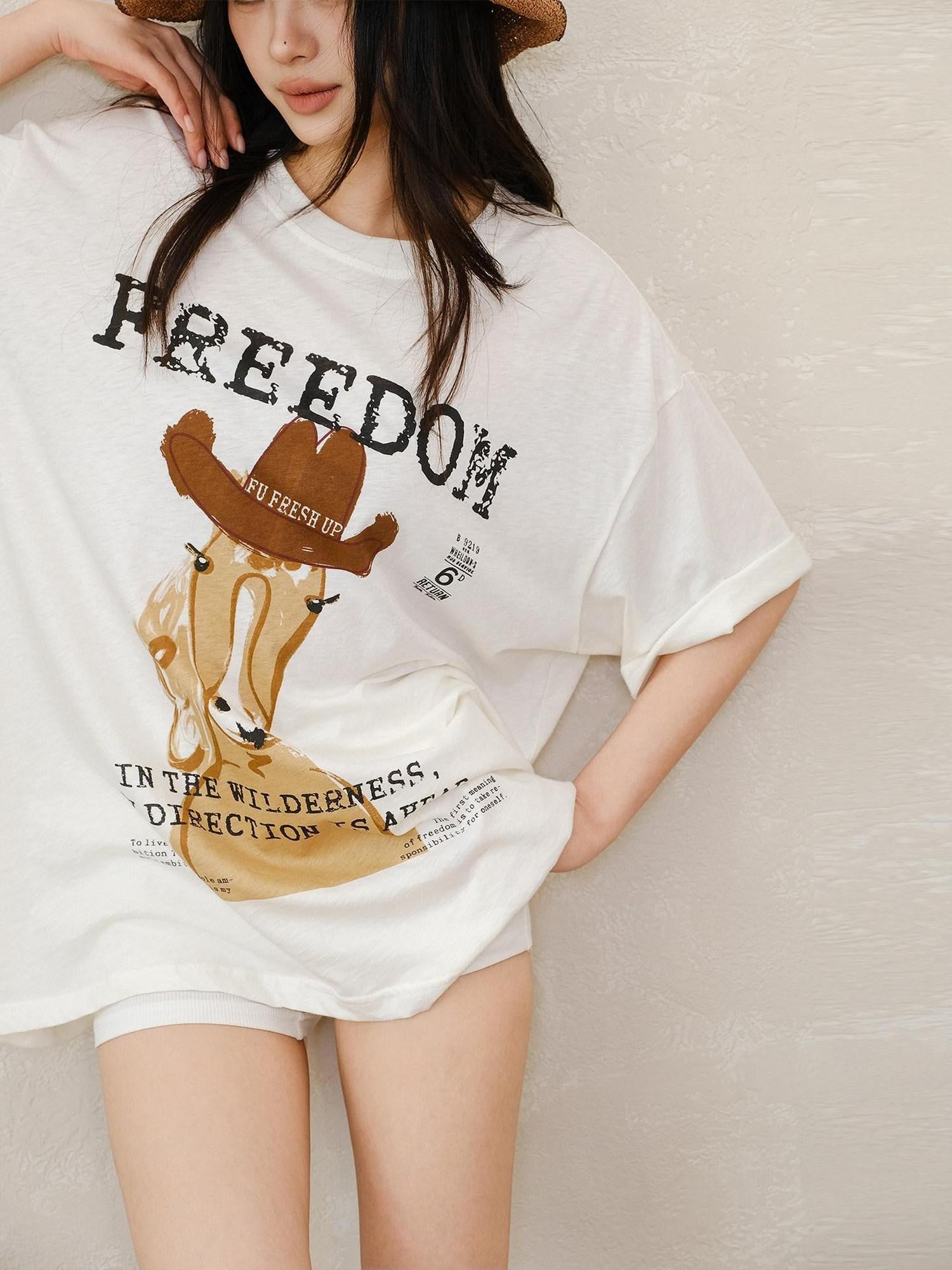 FU FRESH UP Handpainted Western Pony Print Women&