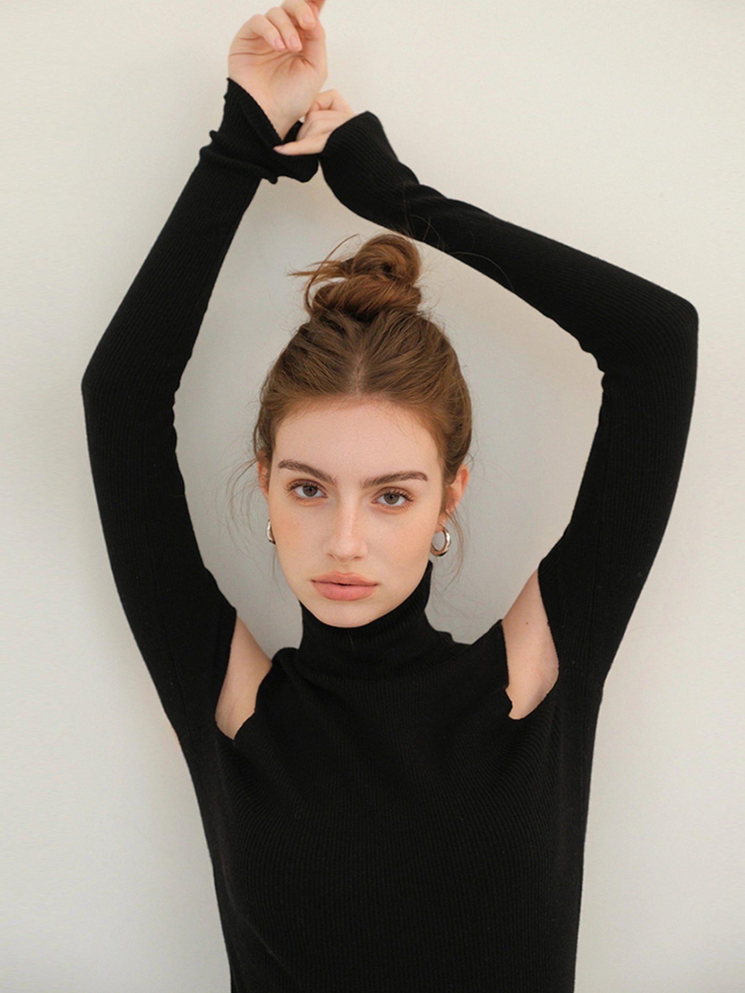 FU FRESH UP High Neck Off Shoulder Wool Knit Top