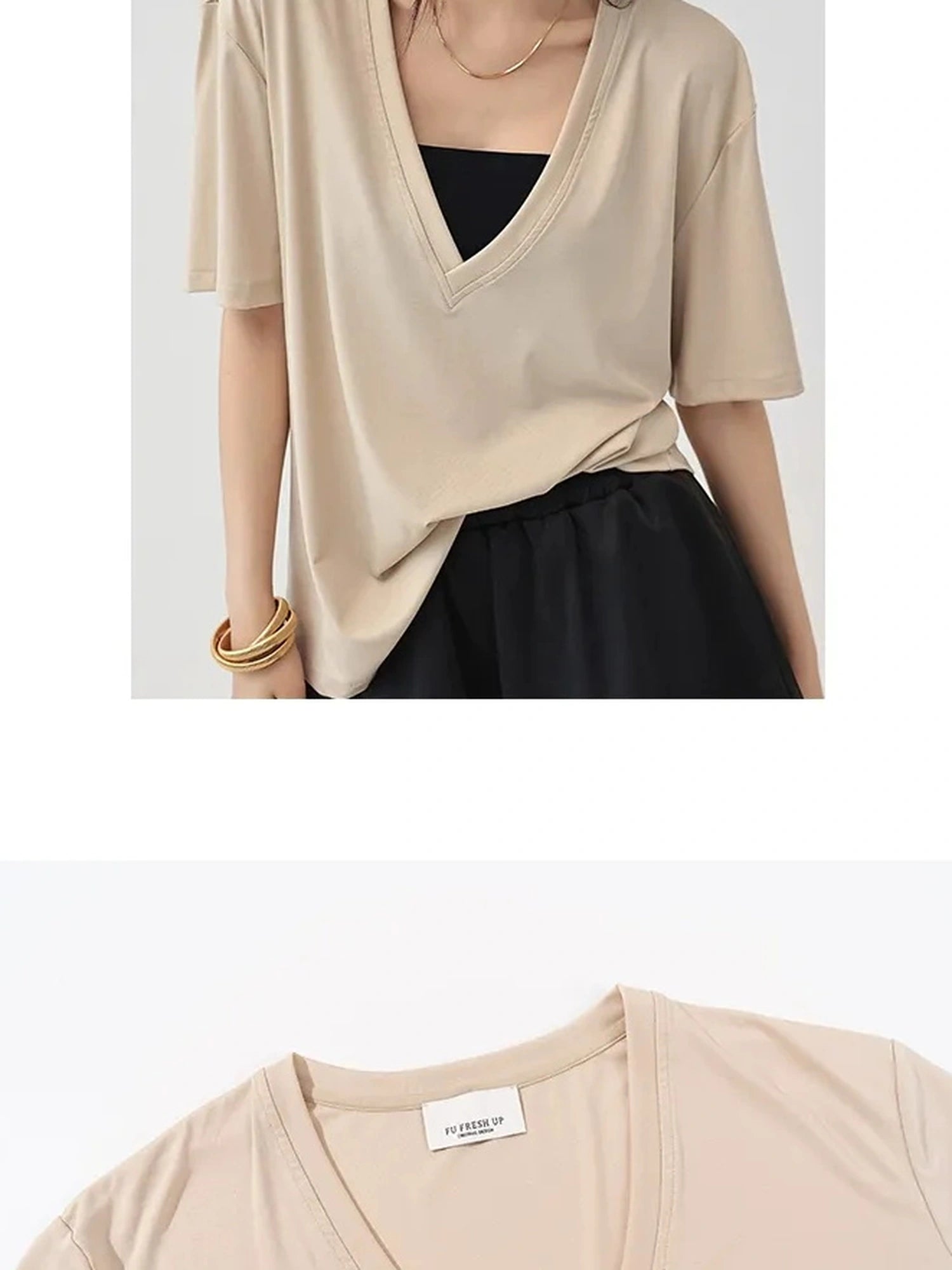 FU FRESH UP Ice Sense V-neck Relaxed Tee