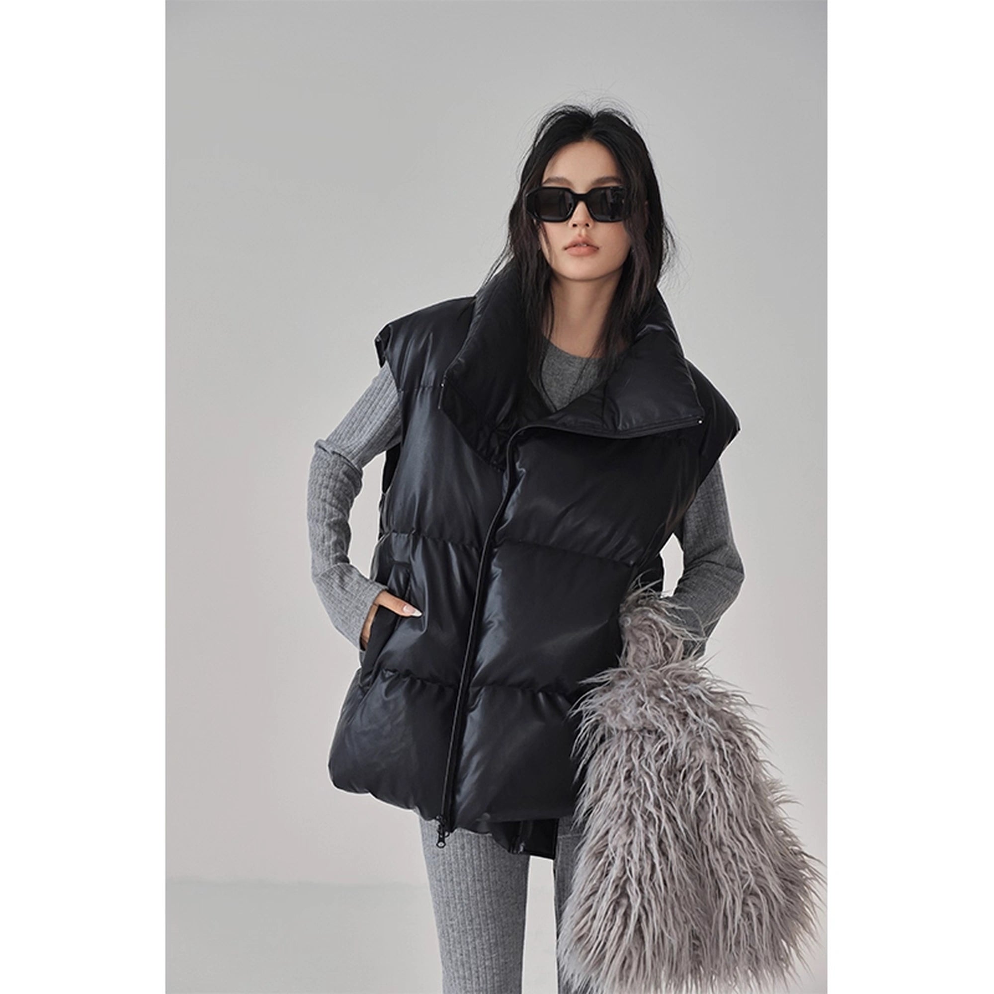 FU_FRESH_UP_Lamb_Leather_Touch_Down_Vest_V-neck_T-shirt_Long_Sleeve_MISSTT