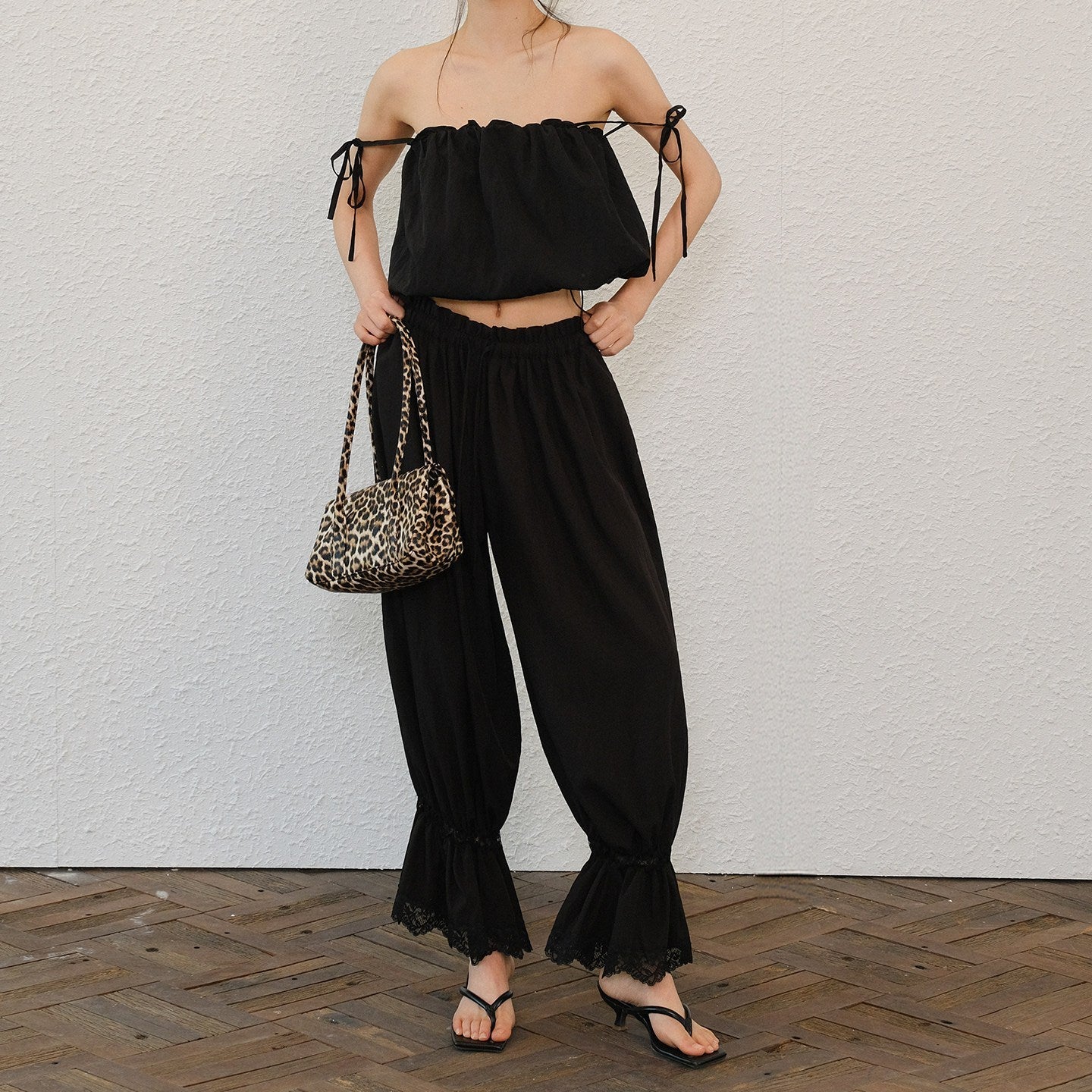 FU_FRESH_UP_Lantern_Lace_Panel_Tie_High_Waist_Women&