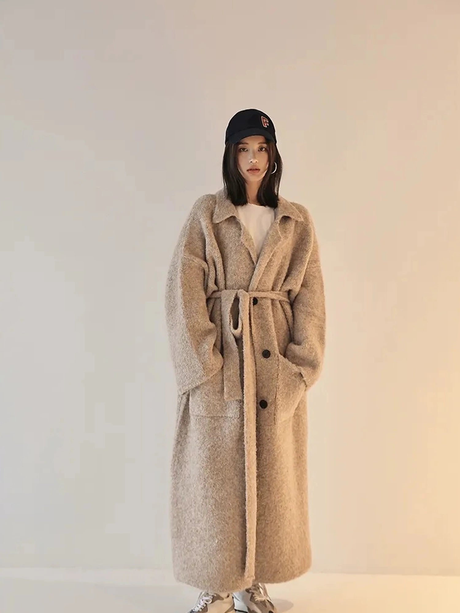 FU FRESH UP Lazy Fit Wool Blend Long Coat