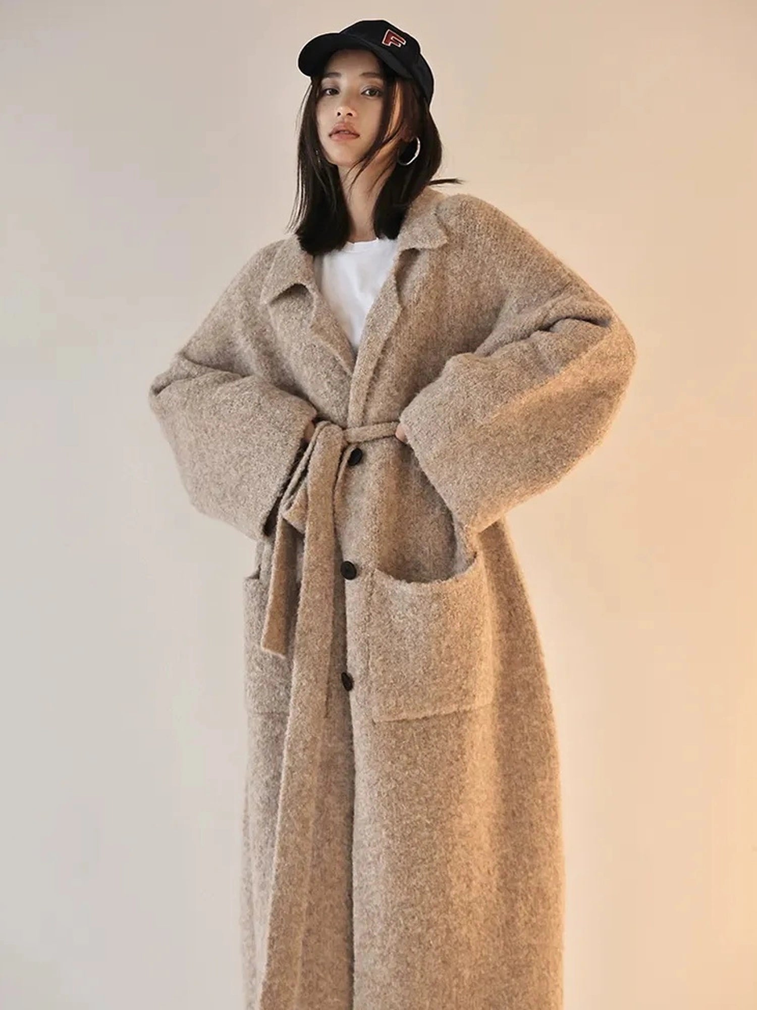 FU FRESH UP Lazy Fit Wool Blend Long Coat