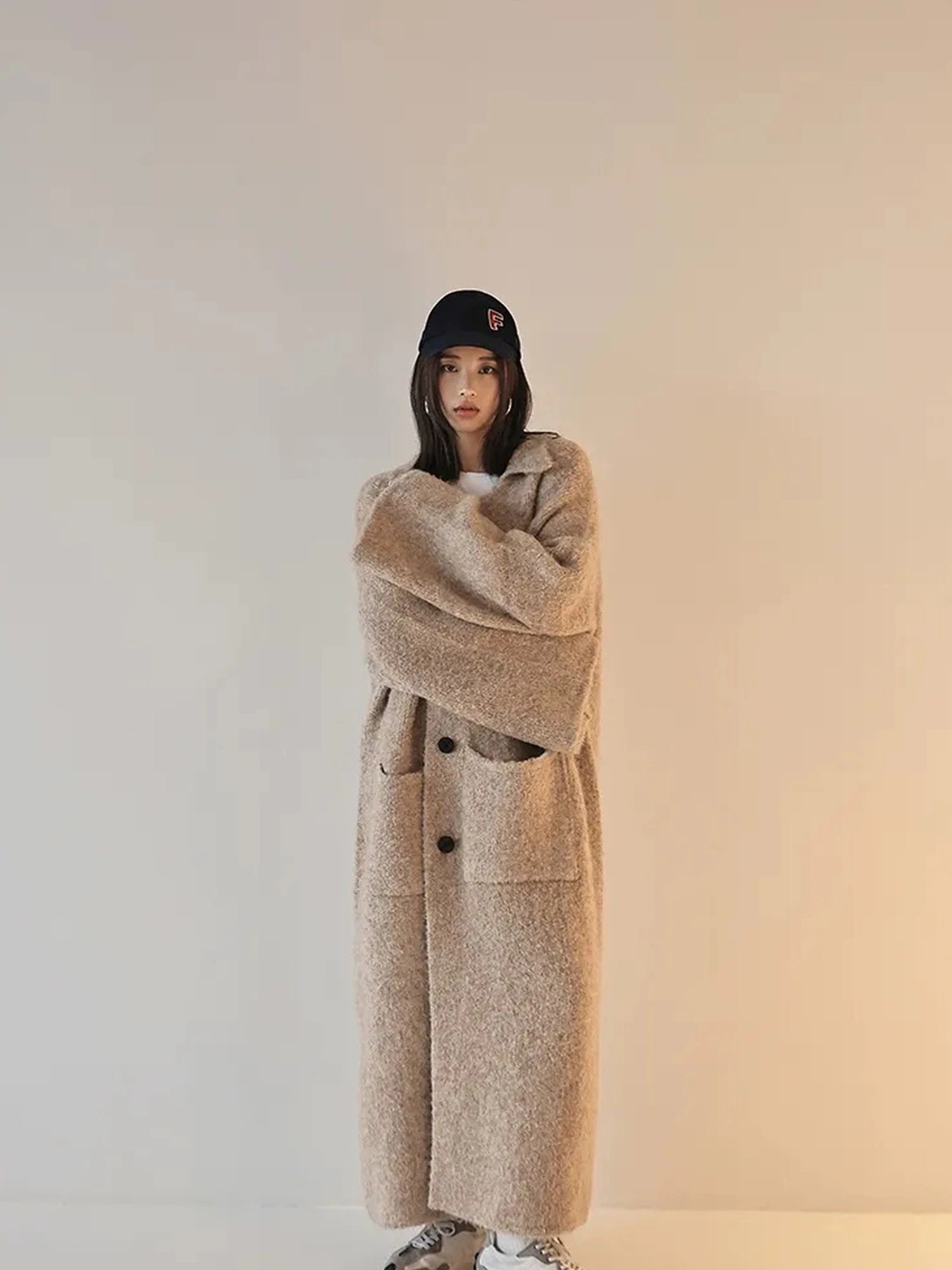 FU FRESH UP Lazy Fit Wool Blend Long Coat