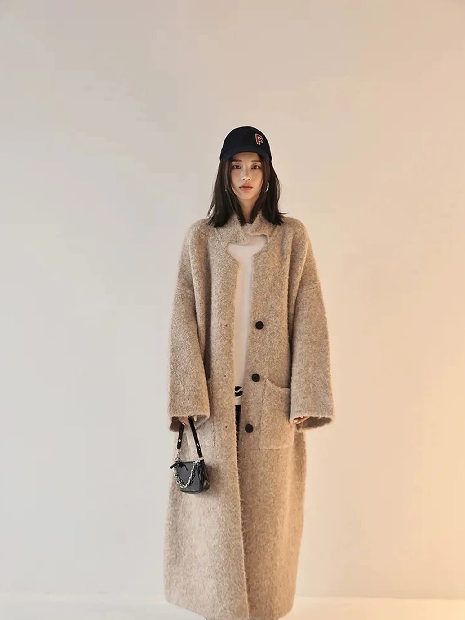 FU FRESH UP Lazy Fit Wool Blend Long Coat