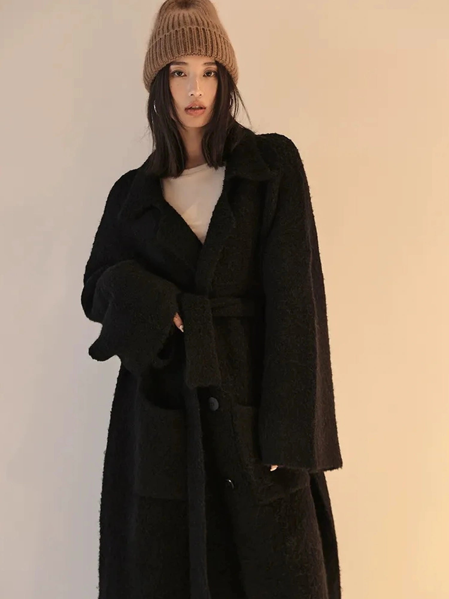 FU FRESH UP Lazy Fit Wool Blend Long Coat
