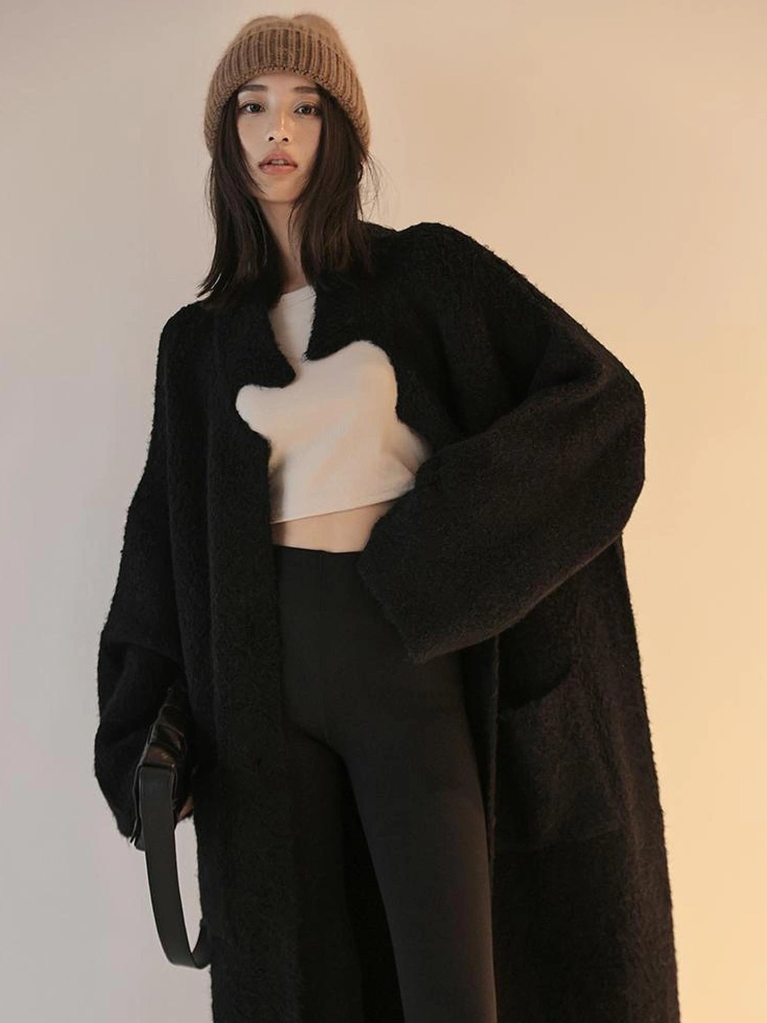 FU FRESH UP Lazy Fit Wool Blend Long Coat