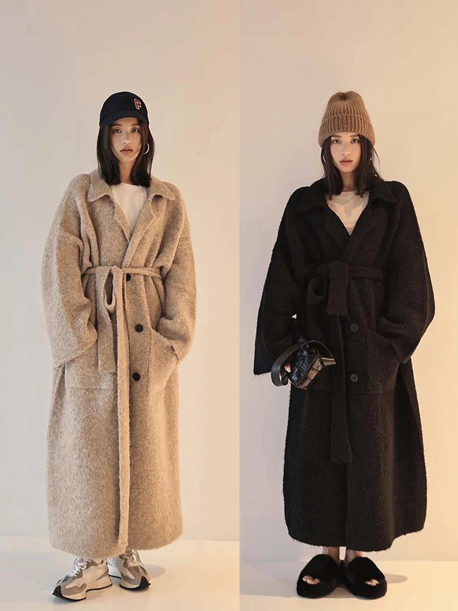 FU FRESH UP Lazy Fit Wool Blend Long Coat