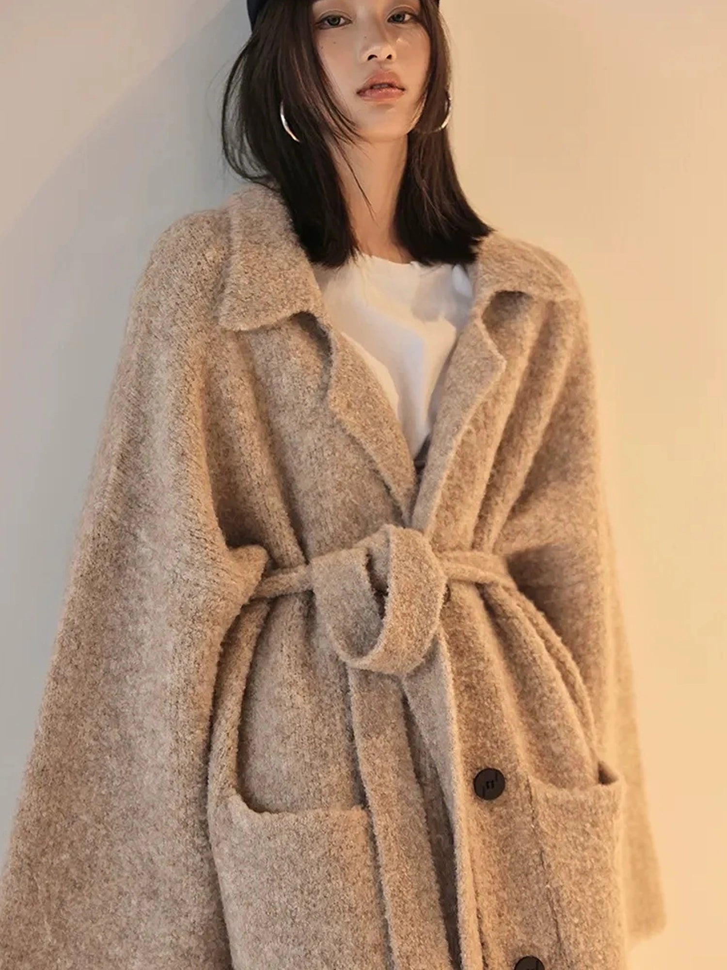 FU FRESH UP Lazy Fit Wool Blend Long Coat