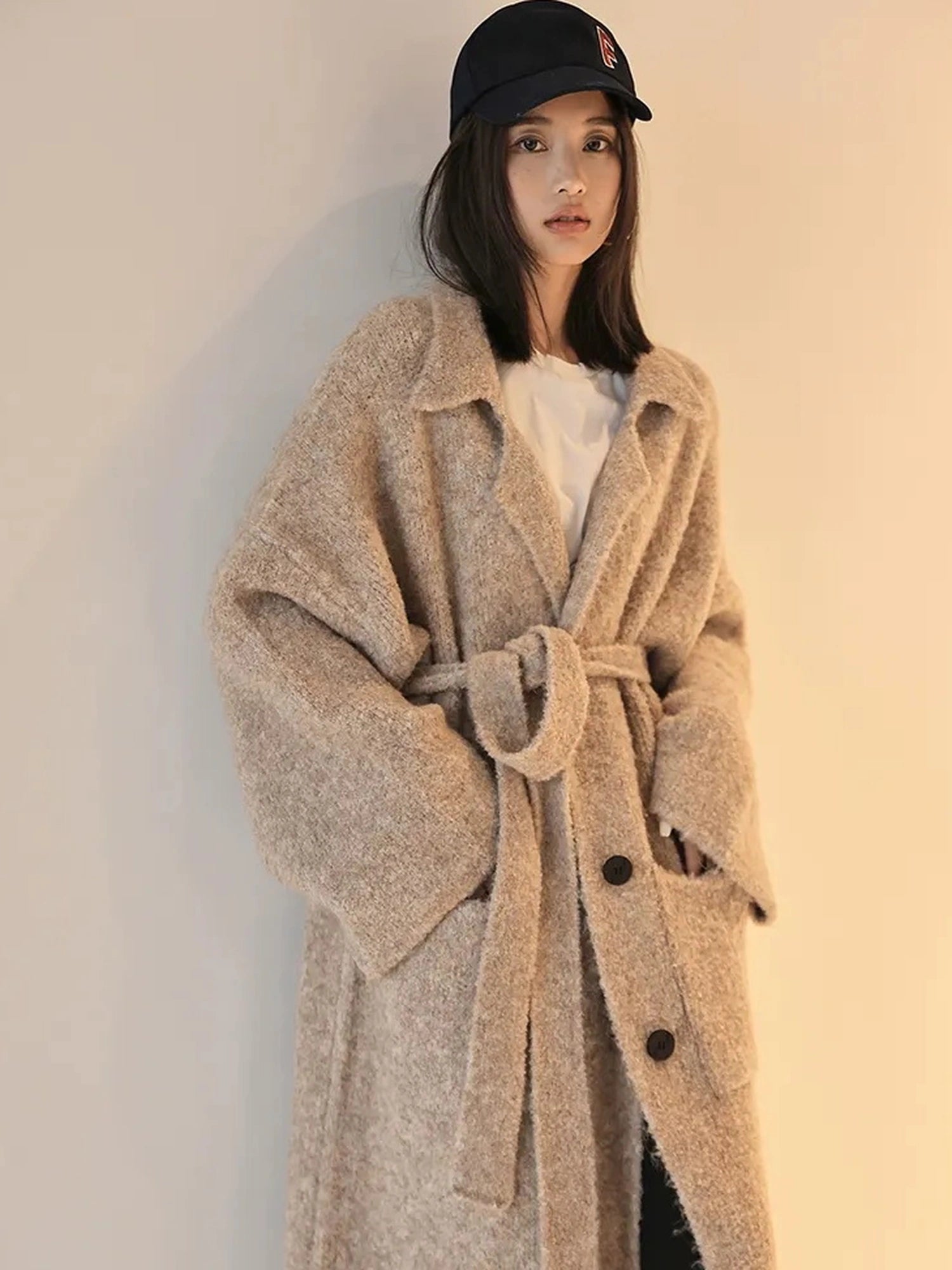 FU FRESH UP Lazy Fit Wool Blend Long Coat