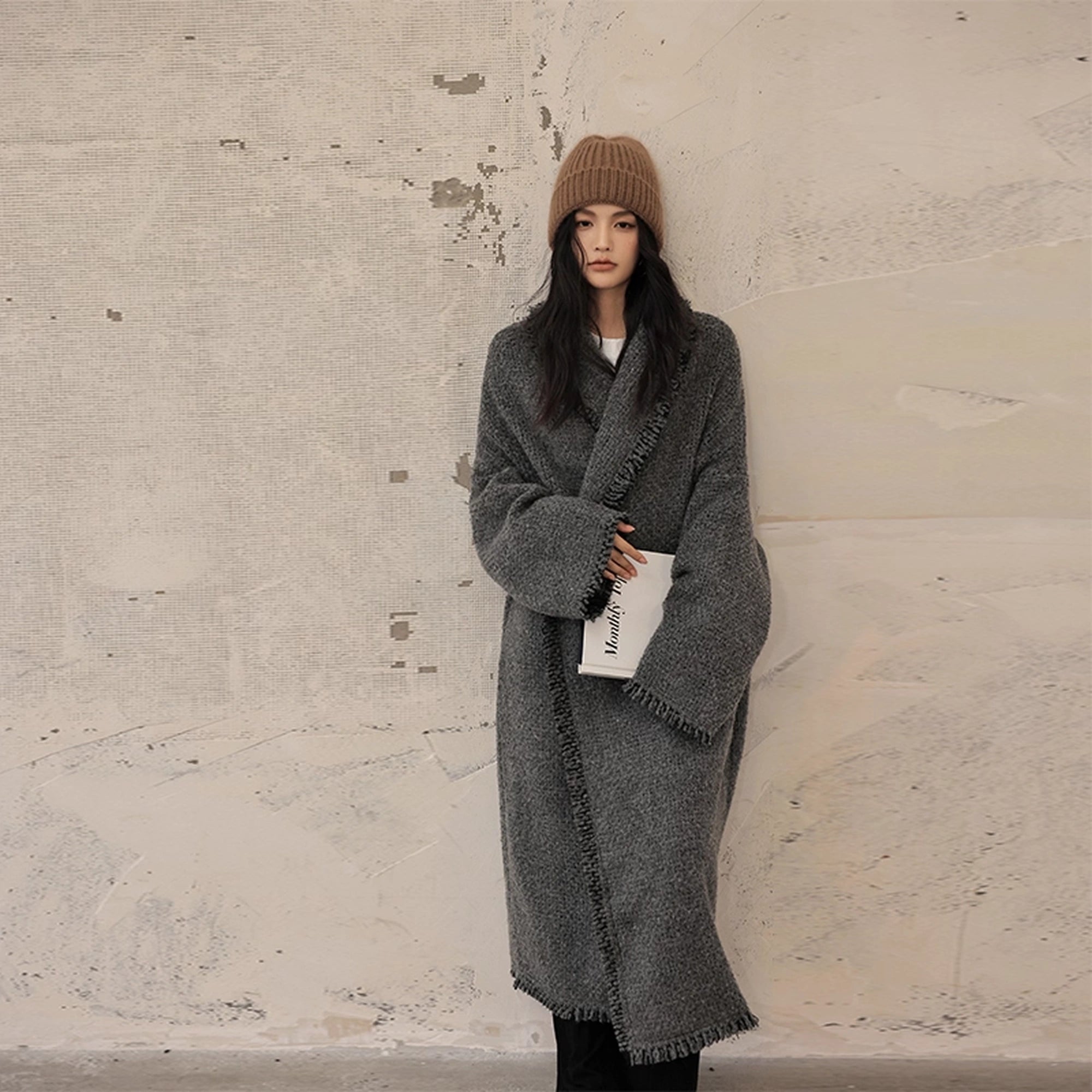 FU_FRESH_UP_Lazy_Fringe_Wool_Blend_Long_Cardigan_Coat_MISSTT