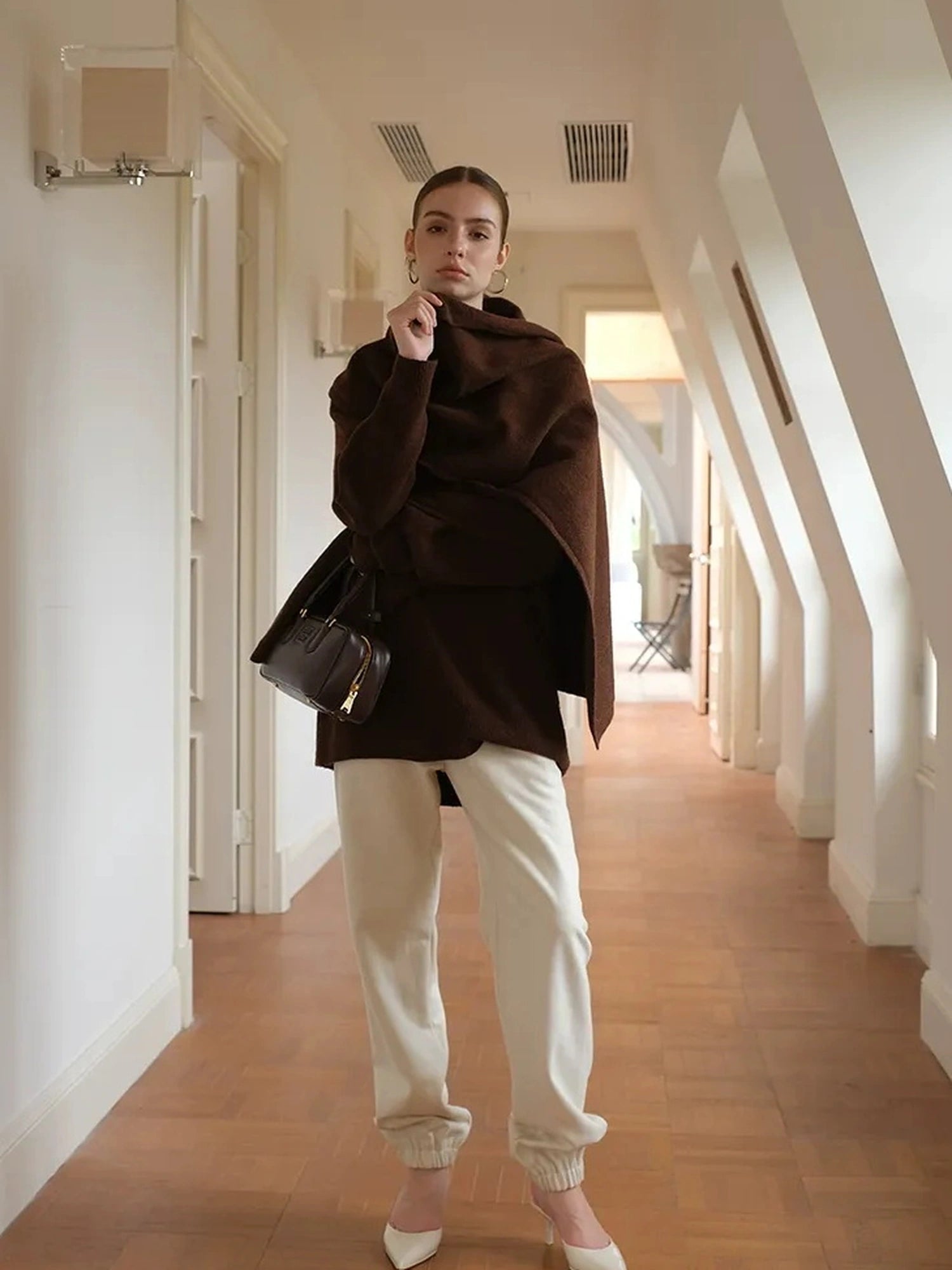 FU FRESH UP Lazy Knit Wool Sweater Set With Shawl Collar