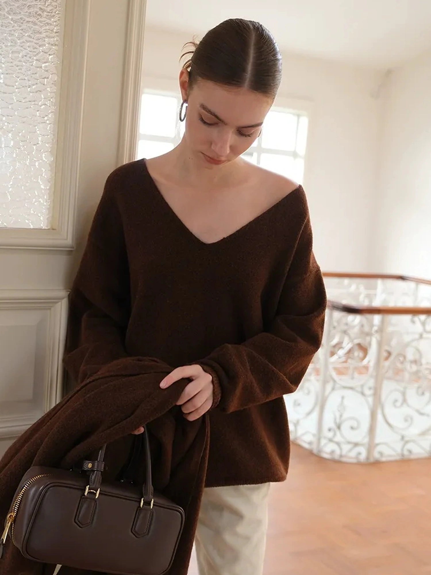 FU FRESH UP Lazy Knit Wool Sweater Set With Shawl Collar