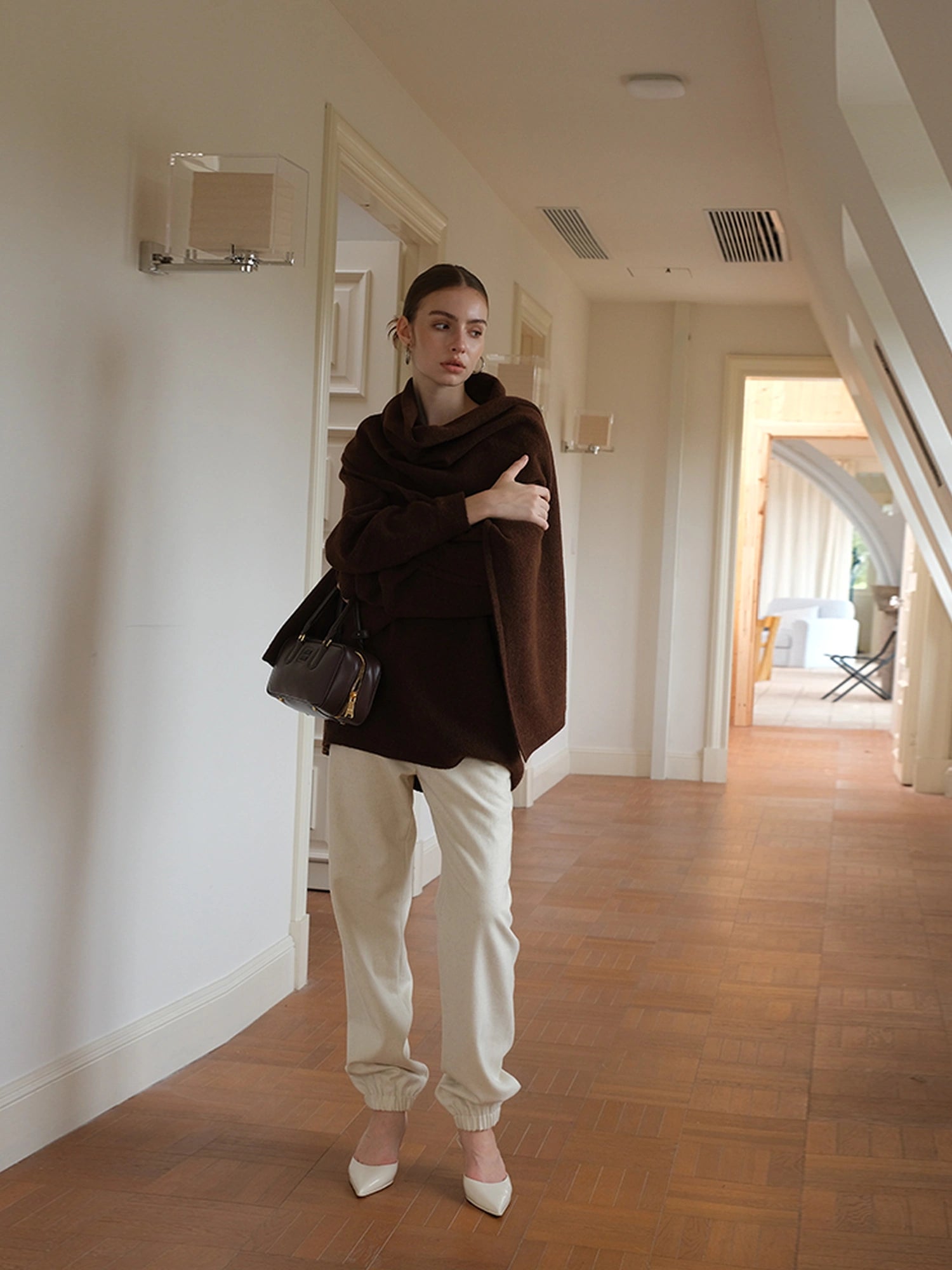 FU FRESH UP Lazy Knit Wool Sweater Set With Shawl Collar