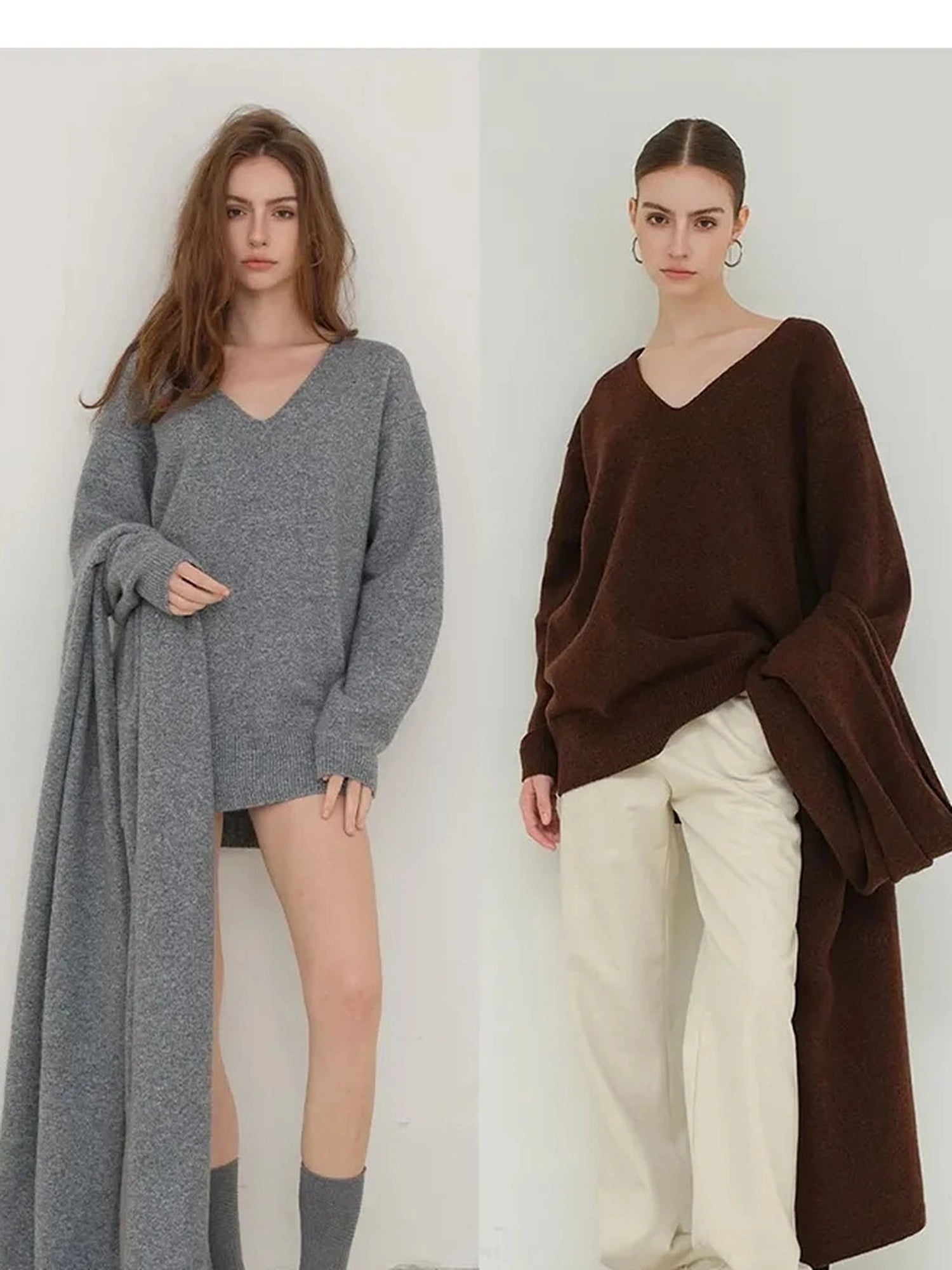 FU FRESH UP Lazy Knit Wool Sweater Set With Shawl Collar