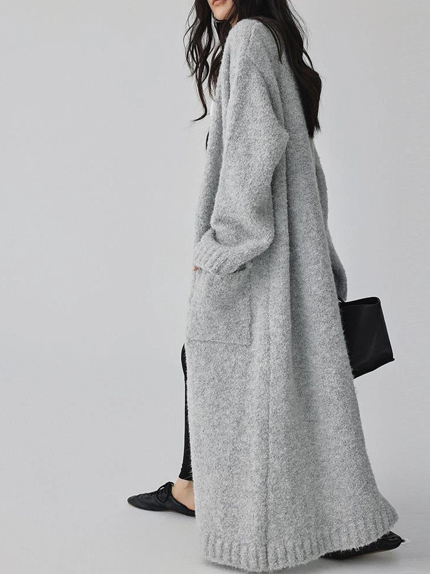 FU FRESH UP Lazy Loop Knit Long Cardigan Coat