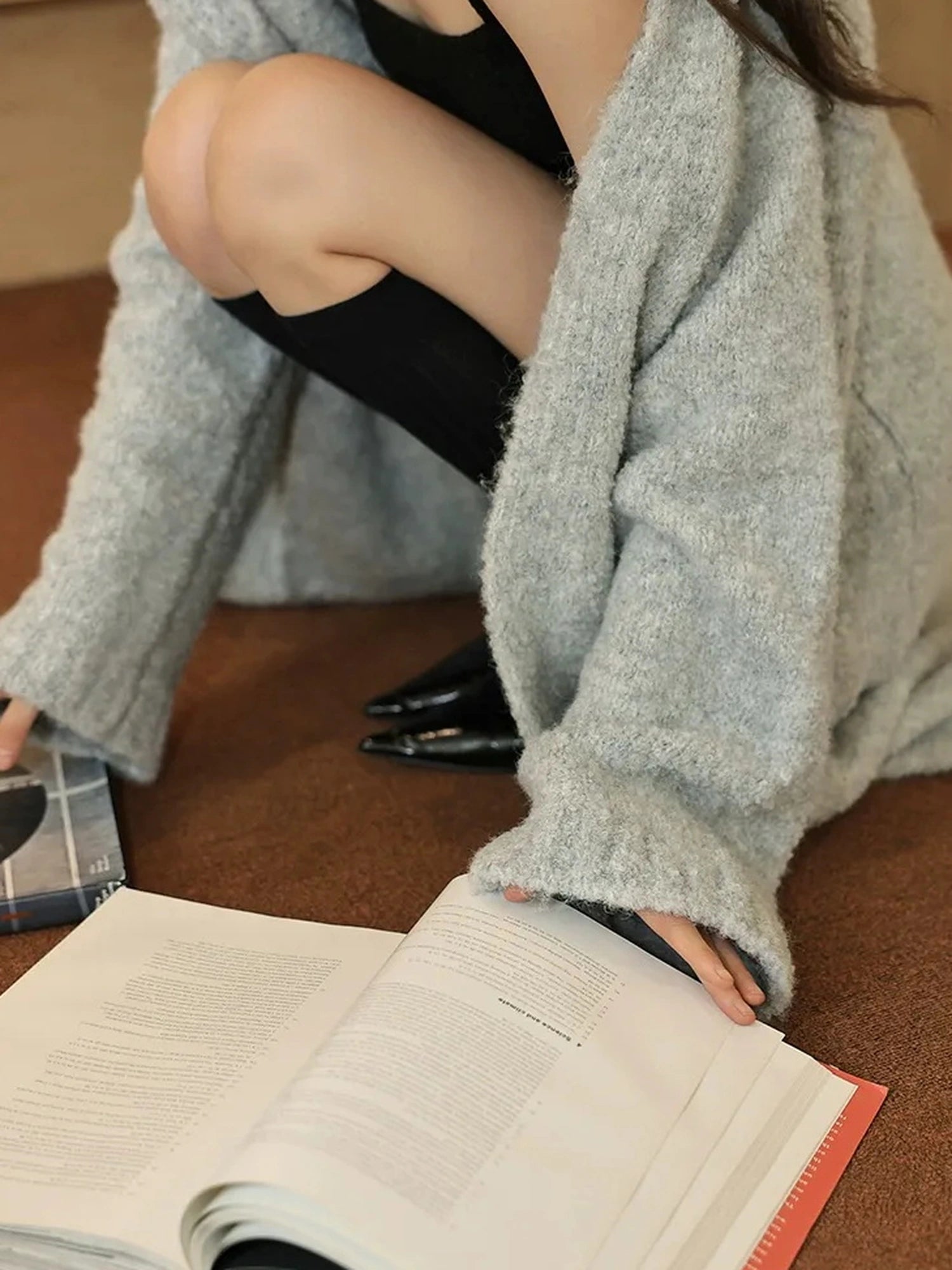 FU FRESH UP Lazy Loop Knit Long Cardigan Coat