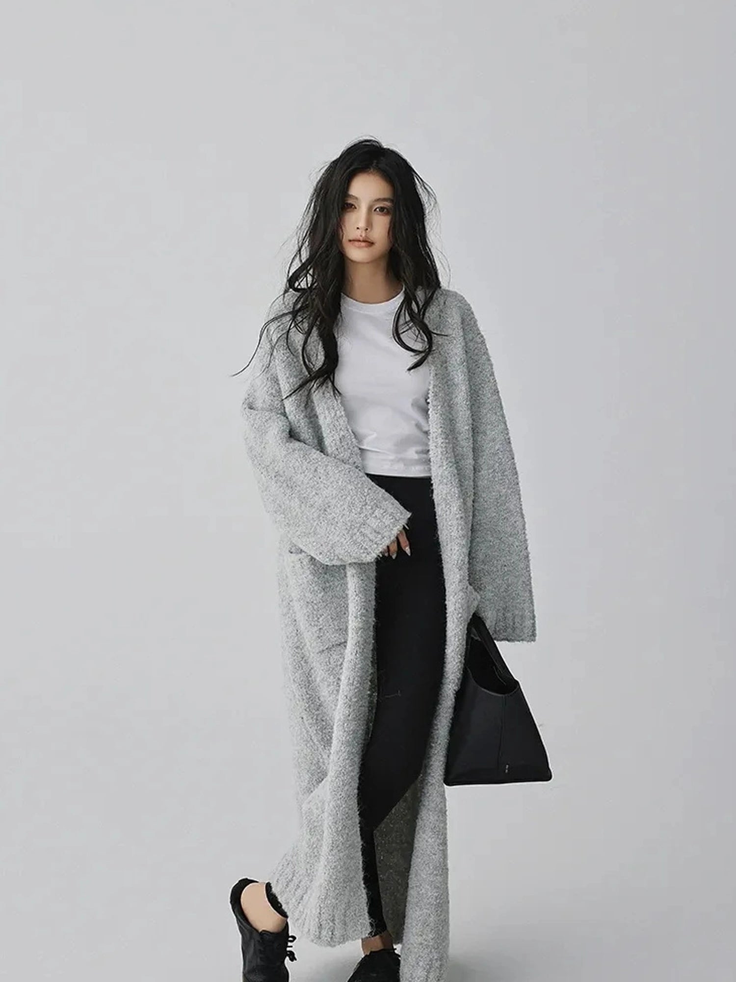 FU FRESH UP Lazy Loop Knit Long Cardigan Coat