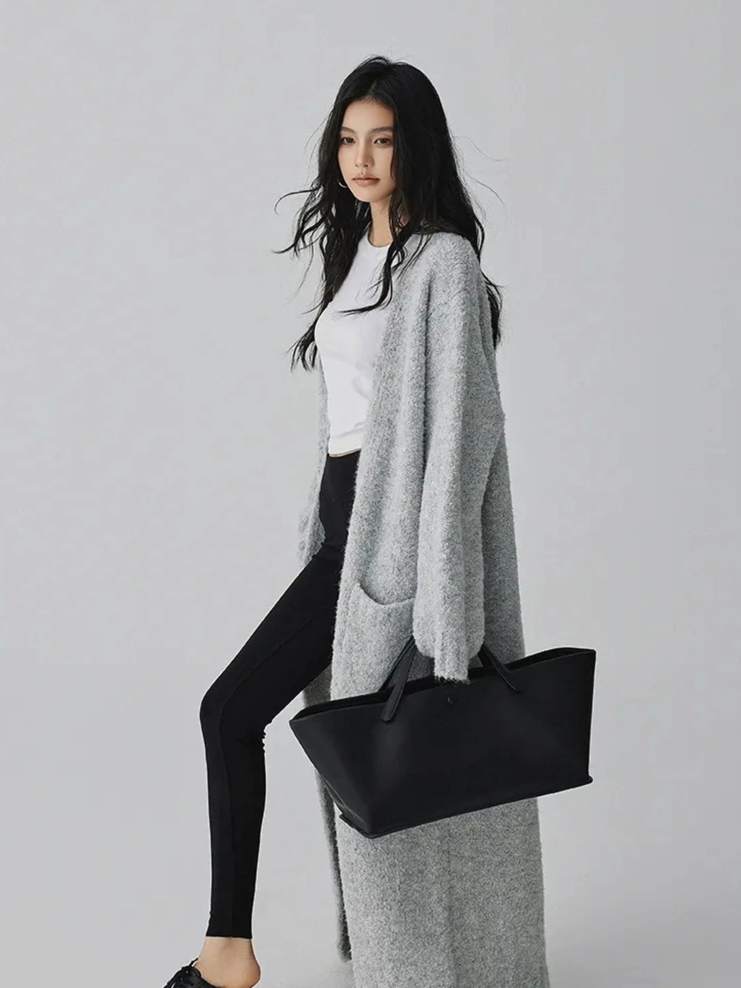 FU FRESH UP Lazy Loop Knit Long Cardigan Coat