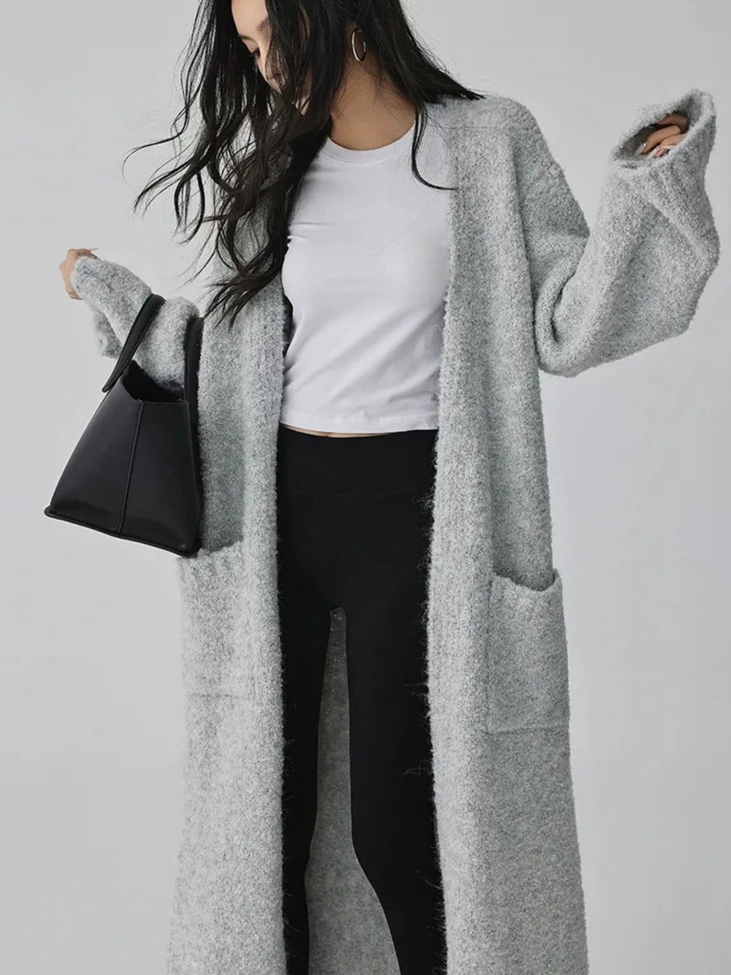 FU FRESH UP Lazy Loop Knit Long Cardigan Coat