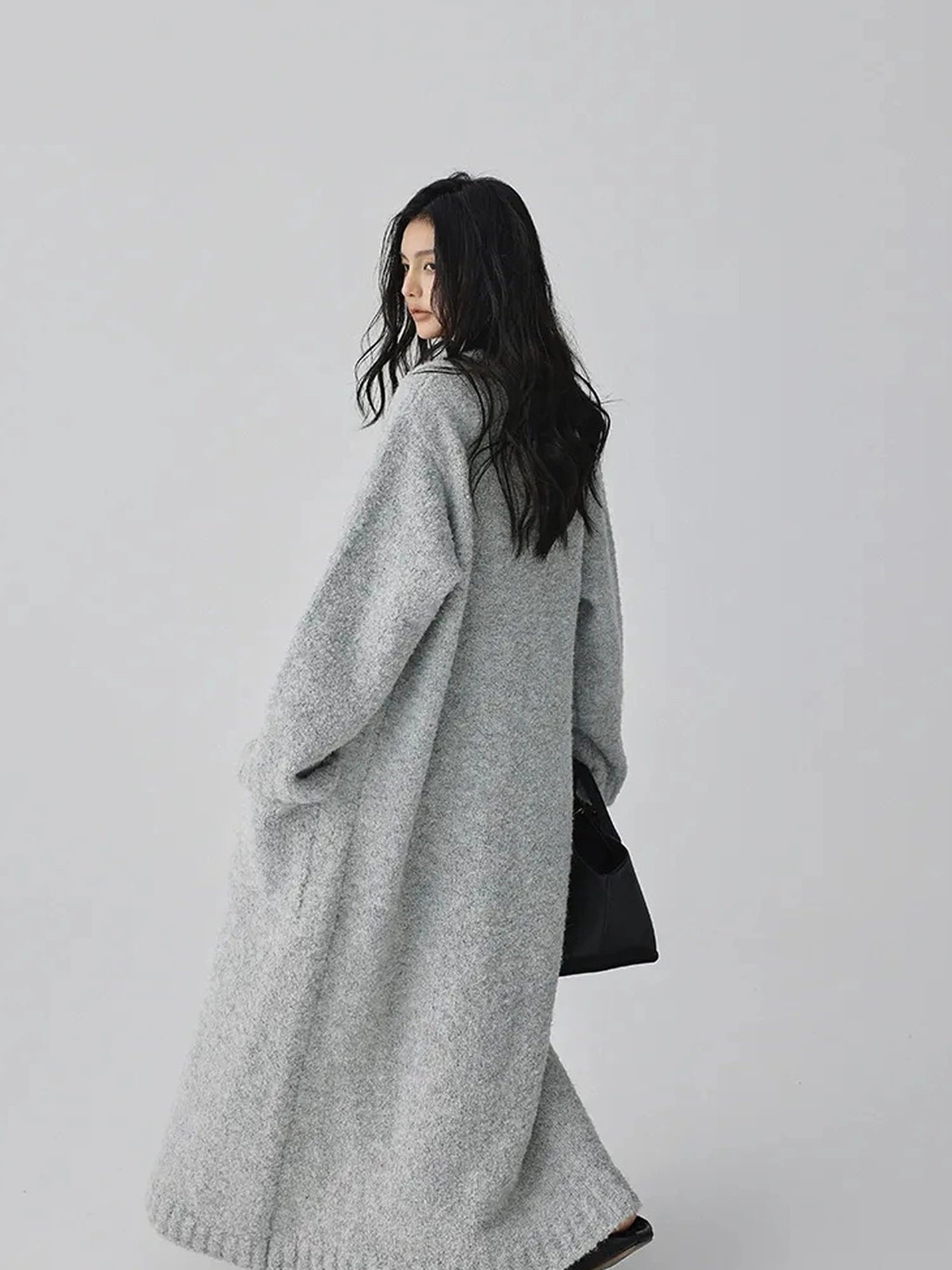 FU FRESH UP Lazy Loop Knit Long Cardigan Coat