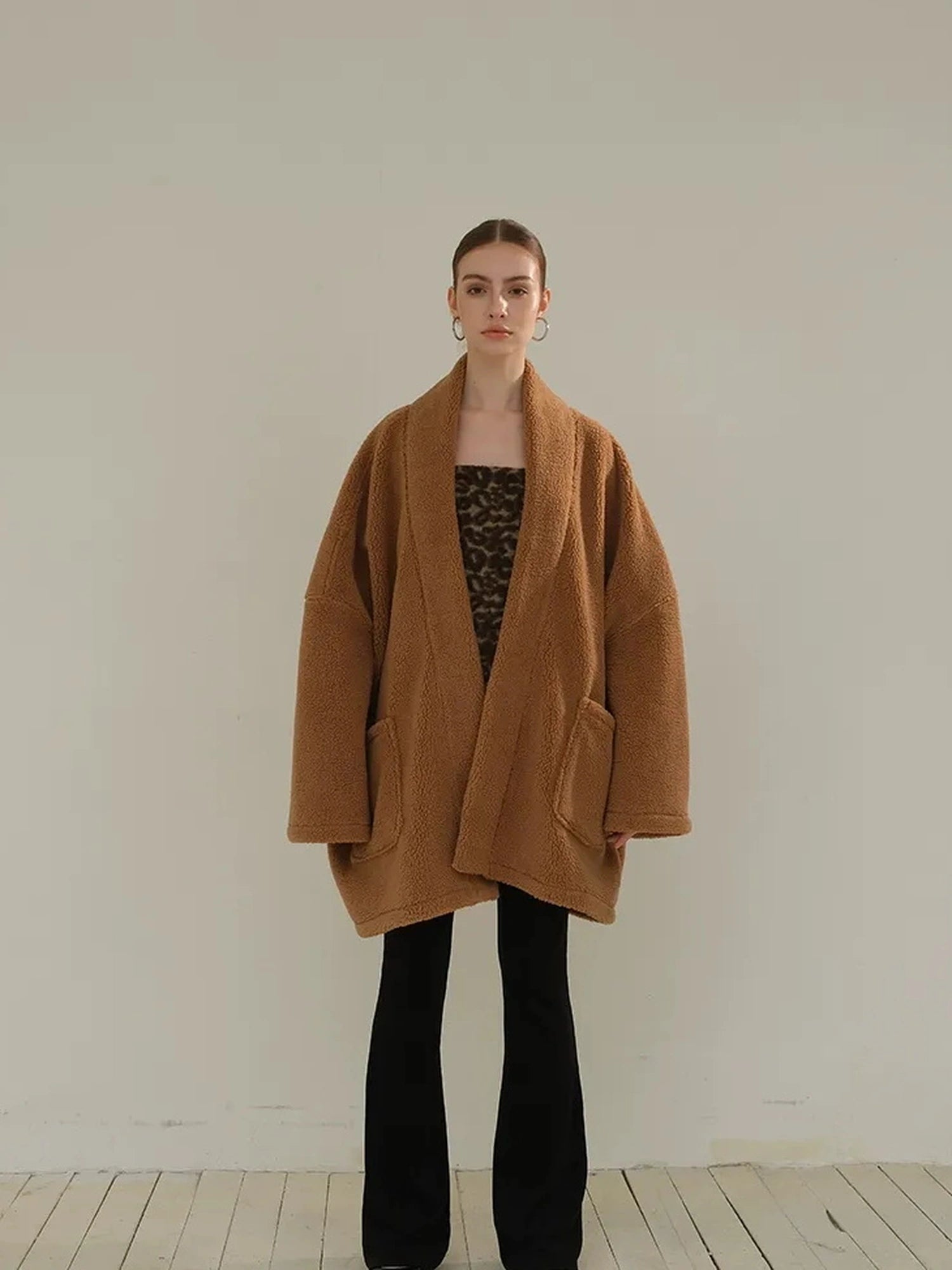 FU FRESH UP Lazy Row Cut Long Pile Fleece Coat