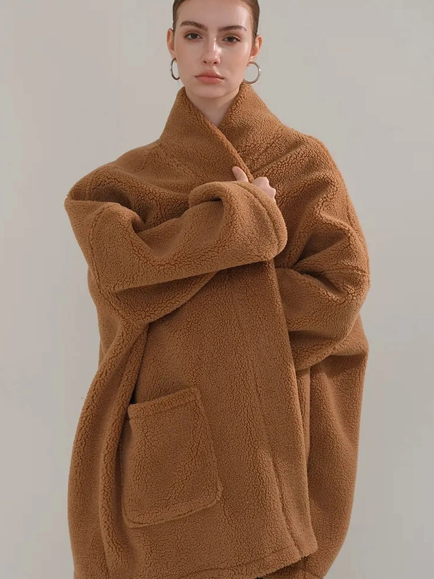 FU FRESH UP Lazy Row Cut Long Pile Fleece Coat