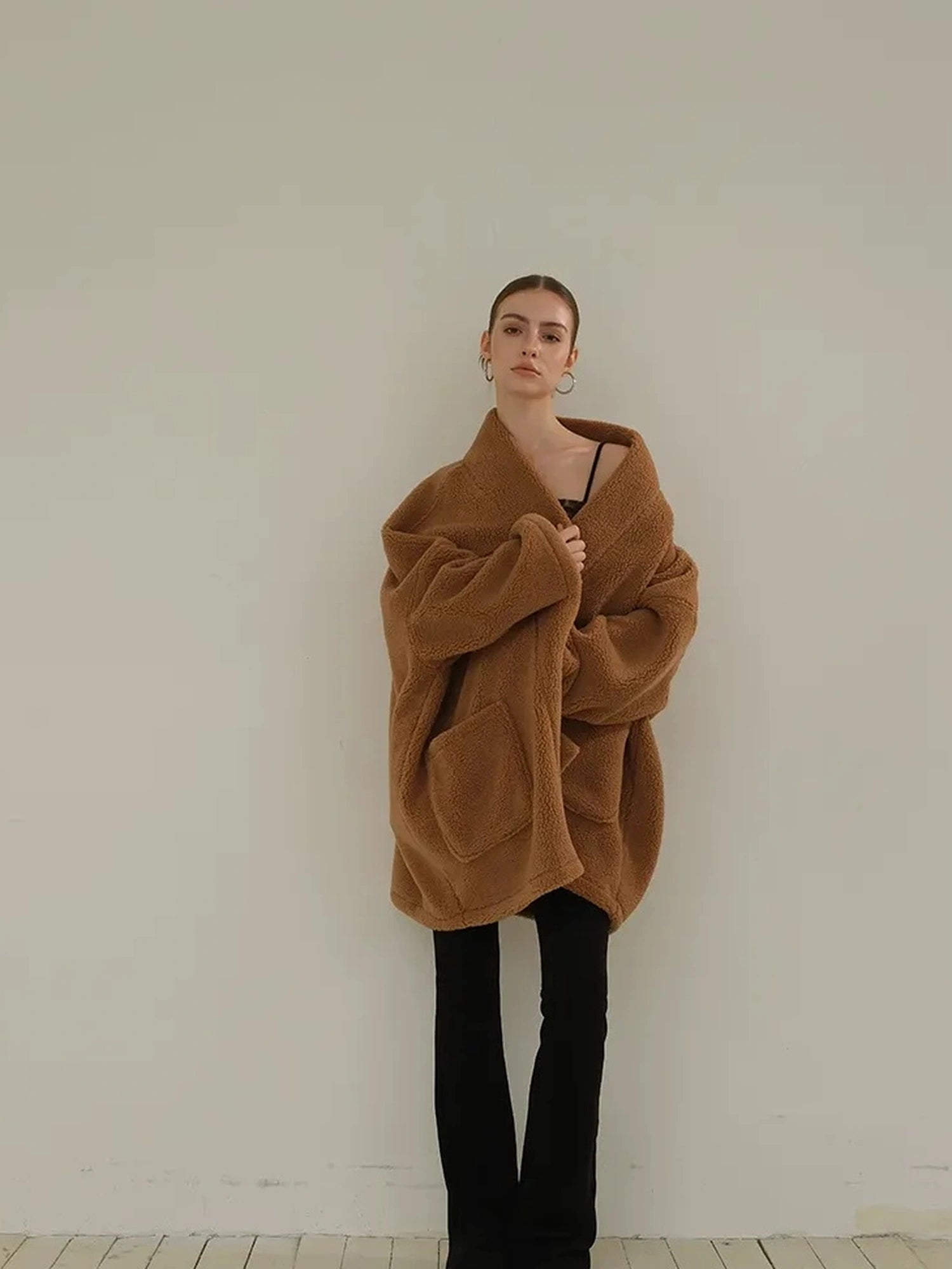 FU FRESH UP Lazy Row Cut Long Pile Fleece Coat